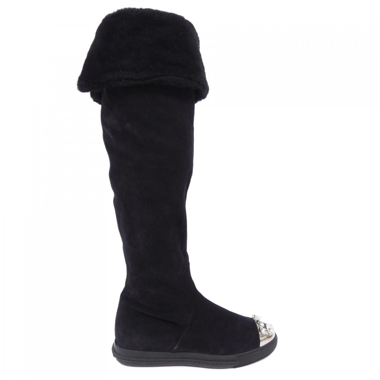 Miu Miu Miu Miu Shearling Long Boots Natural Material Shoes DUTY FREE for USA