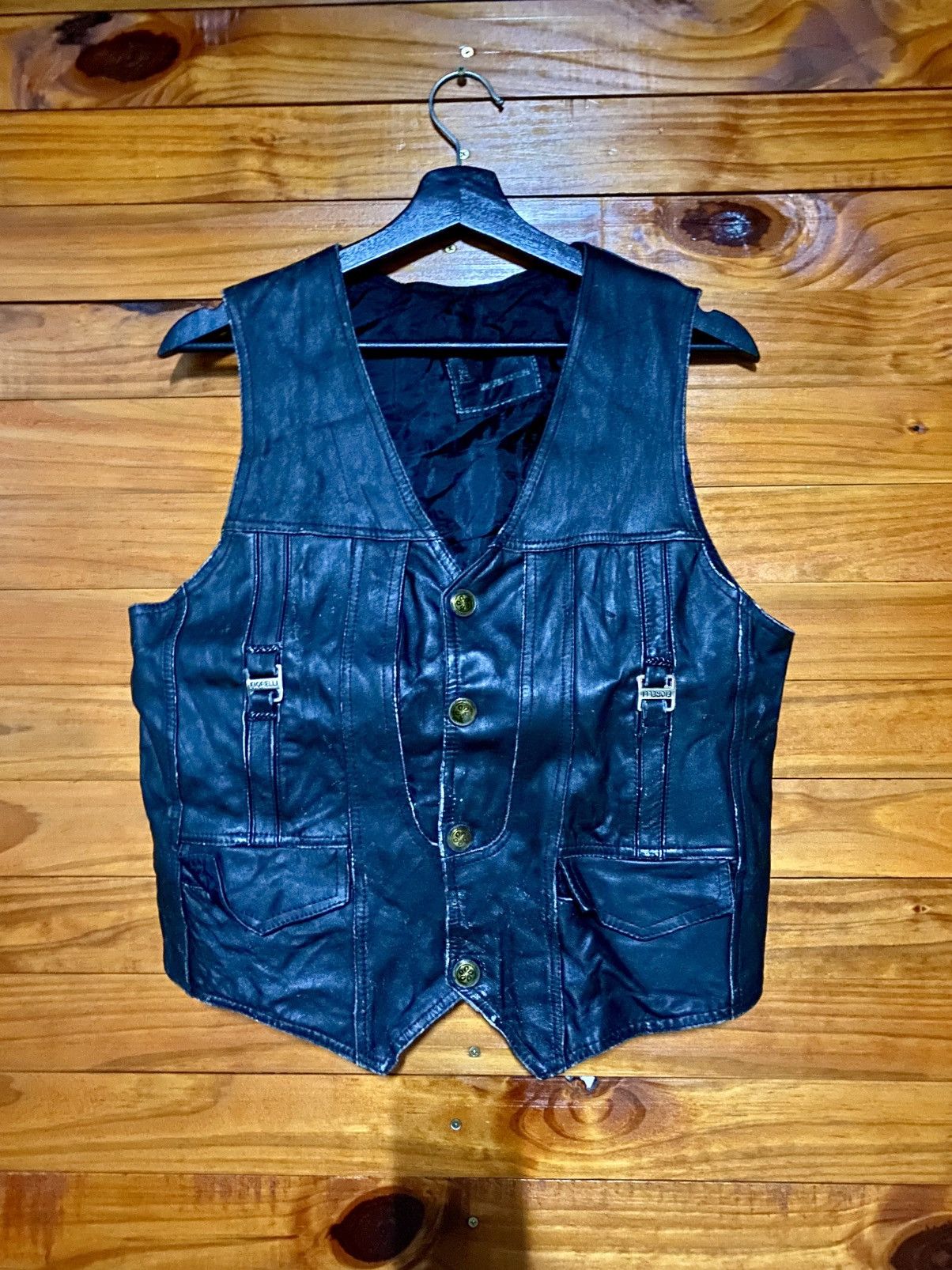Giorgio Fiorelli Vintage Fiorelli Black Leather Western Biker Waistcoat Size US S / EU 44-46 / 1 - 3 Thumbnail