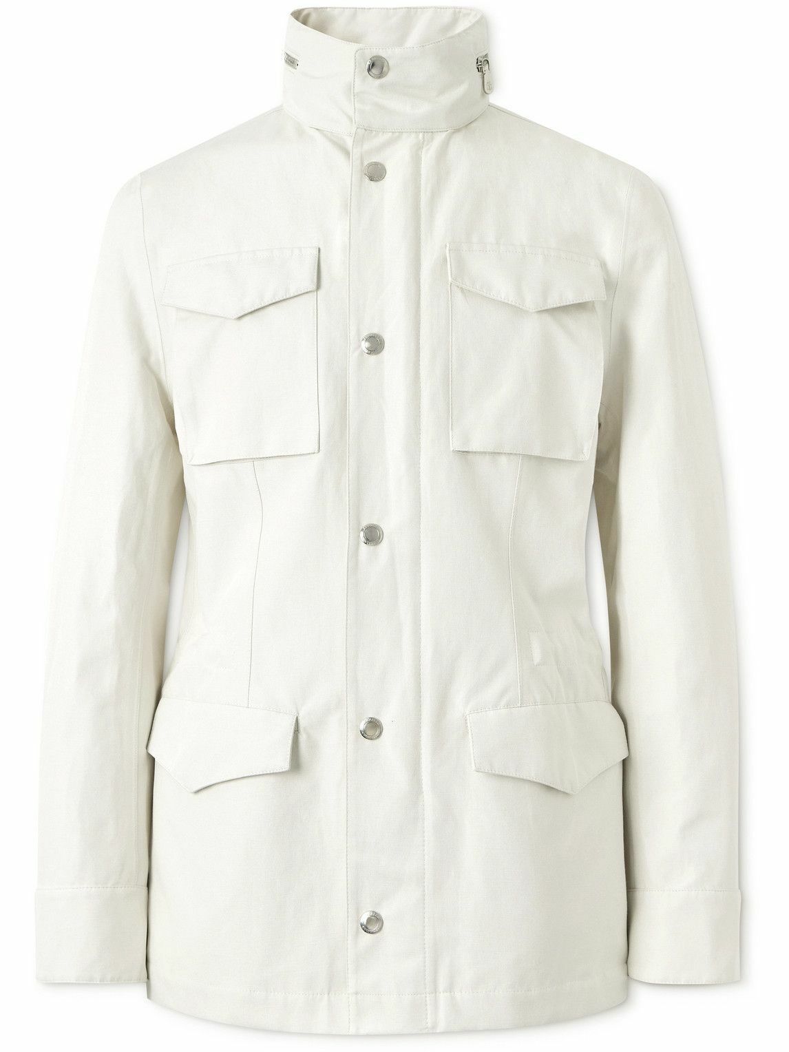 Brunello Cucinelli o1gr1nt0525 Linen & Silk Blend Field Jacket in Pearl Grey Size US M / EU 48-50 / 2 - 1 Thumbnail
