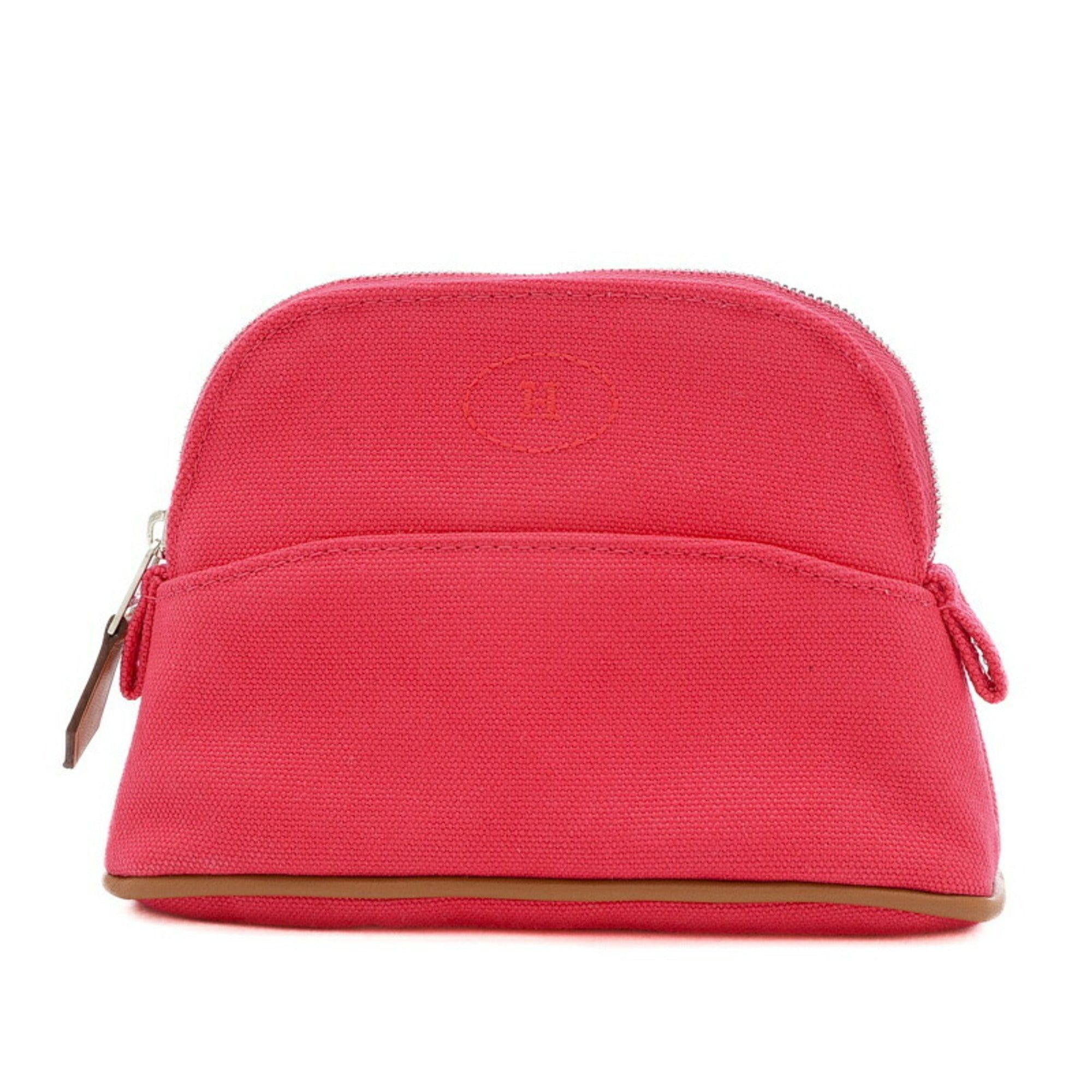 image of Hermes Bolide Pouch 16 Mini Canvas Hibiscus in Black, Women's