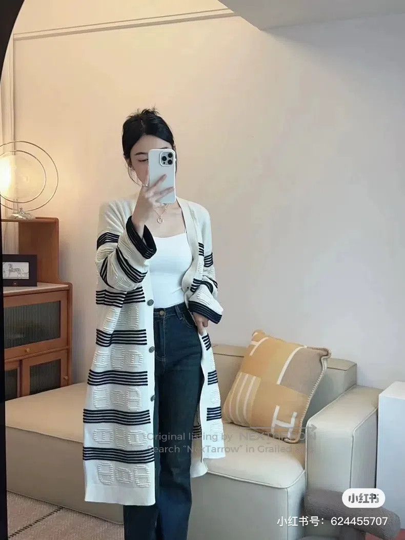 Hermes Hermes Black and White Cashmere Knit Jacket Size XXS / US 00 / IT 34 - 2 Thumbnail