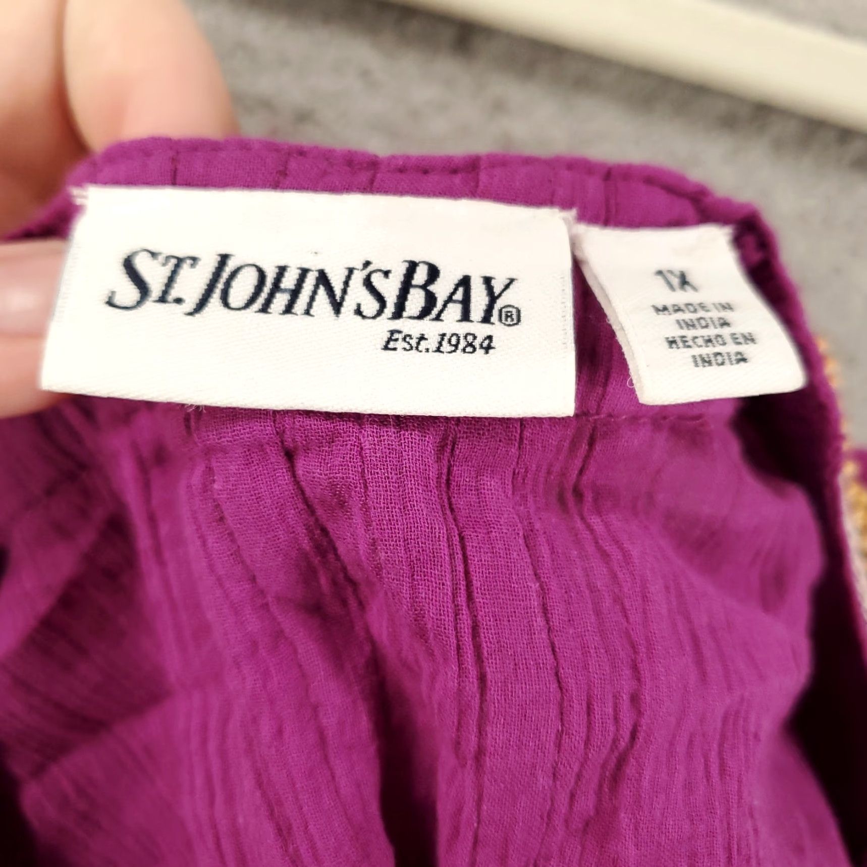 Vintage St. John's Bay Tank Womens 1X Purple Beaded Trim Boho Top Size XL / US 12-14 / IT 48-50 - 7 Thumbnail