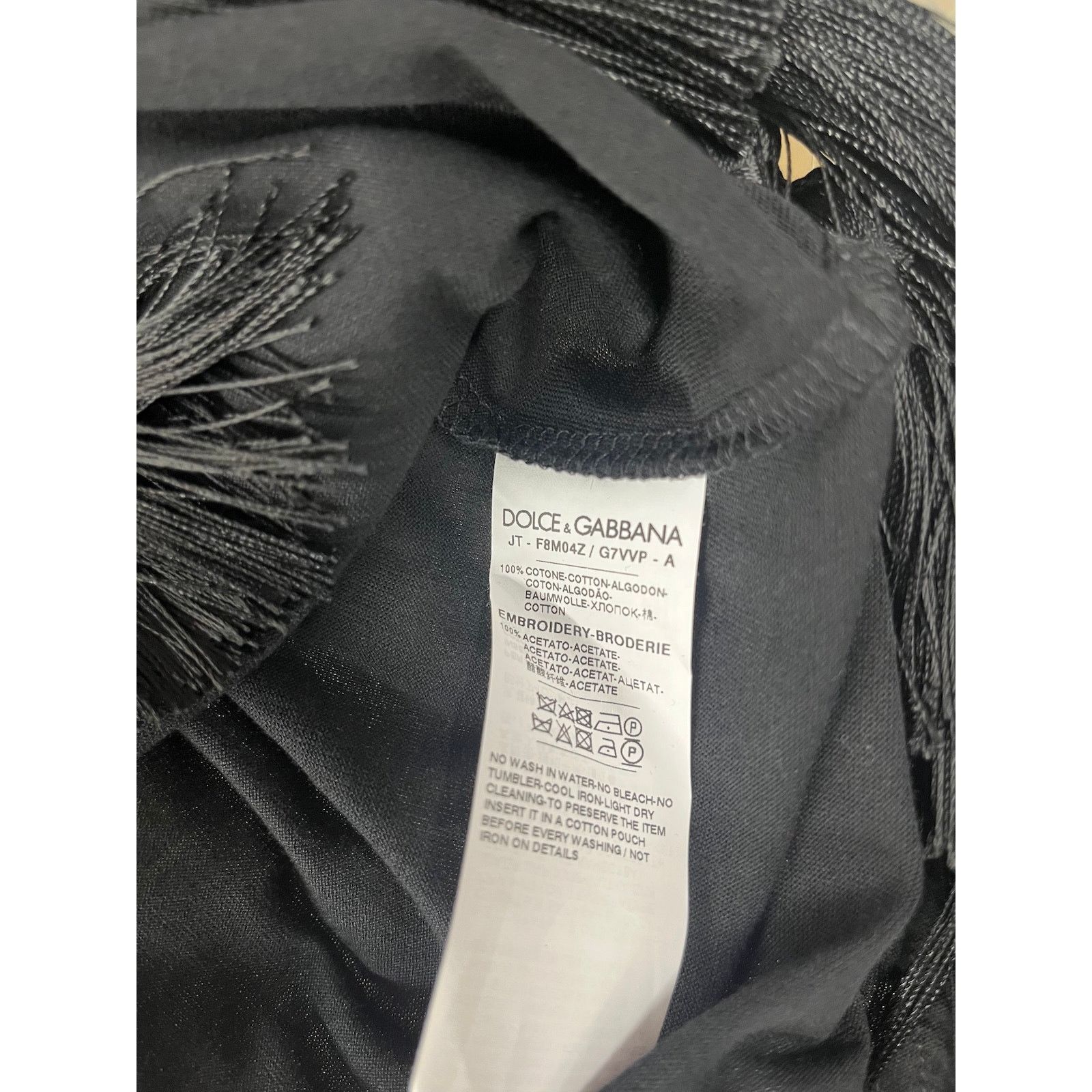 Dolce & Gabbana Dolce & Gabbana Black Tassel Trimmings Jersey T-Shirt IT 38 Size XS / US 0-2 / IT 36-38 - 11 Thumbnail
