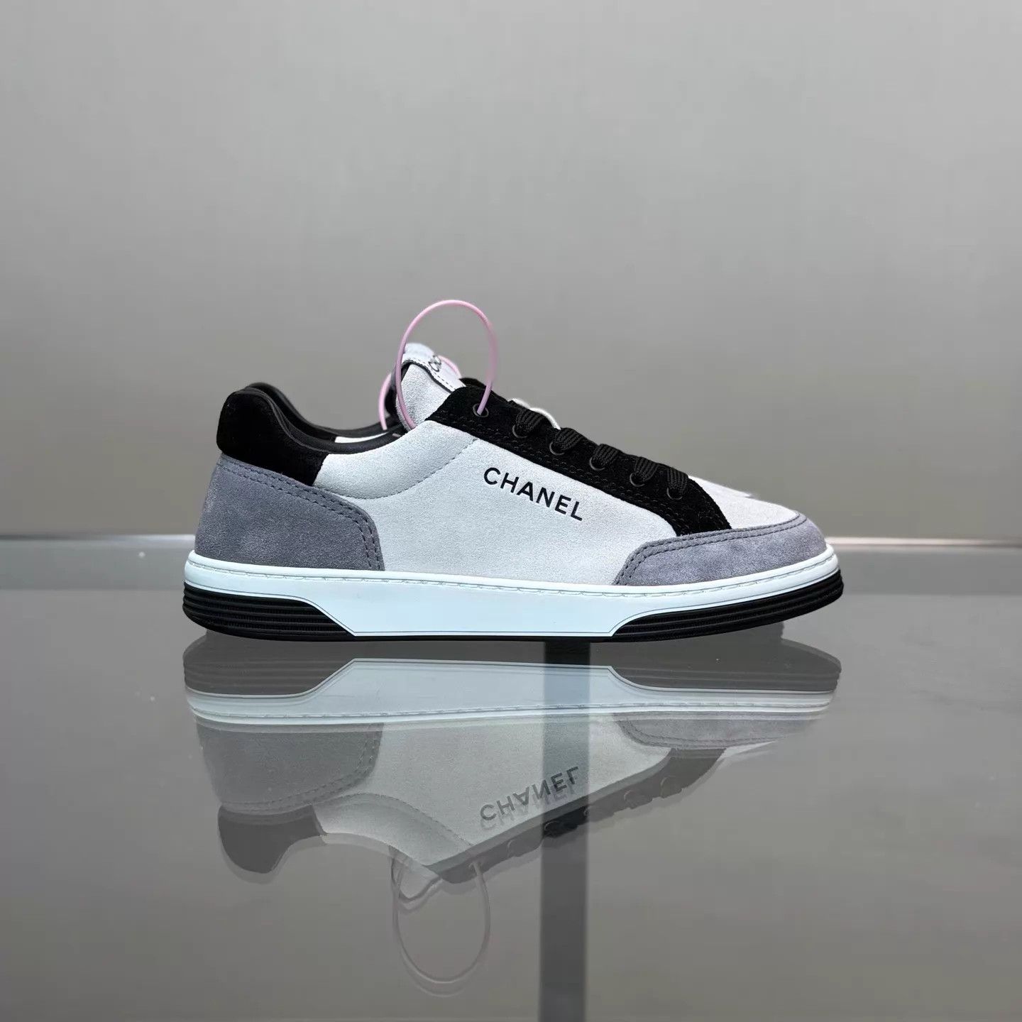 Chanel Chanel 24S Black/White/Gray Suede Color Blocked Sneaker 36 Size US 5.5 / IT 35.5 - 3 Thumbnail