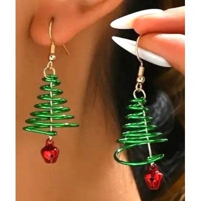 Handmade Christmas Tree Earrings Jingle Bells New Dangle HooksFestive Size ONE SIZE - 4 Thumbnail