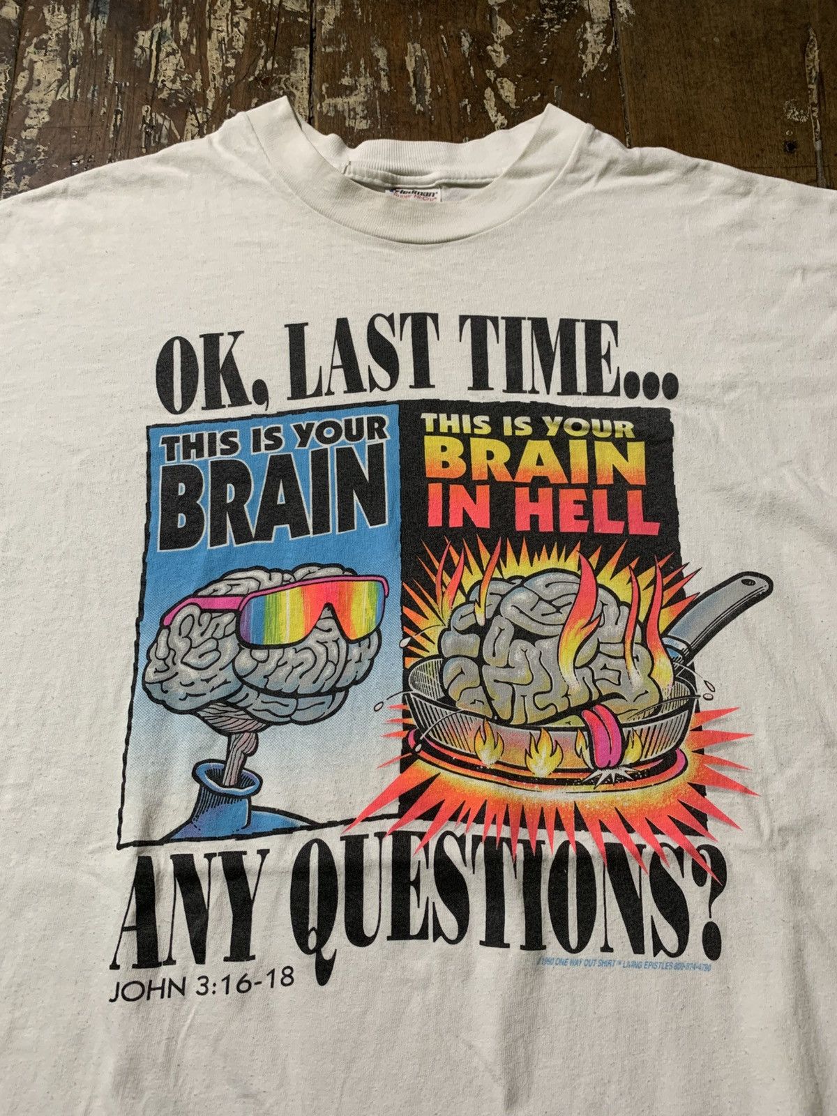 Vintage RARE Vintage Jesus Tee Brain “Living Epistles” 1990 Size US XL / EU 56 / 4 - 2 Thumbnail