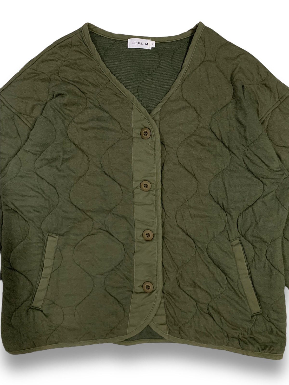 Issey Miyake Japanese Brand Lepsim Quilted Army Green Softshell Cardigan Size US M / EU 48-50 / 2 - 4 Thumbnail