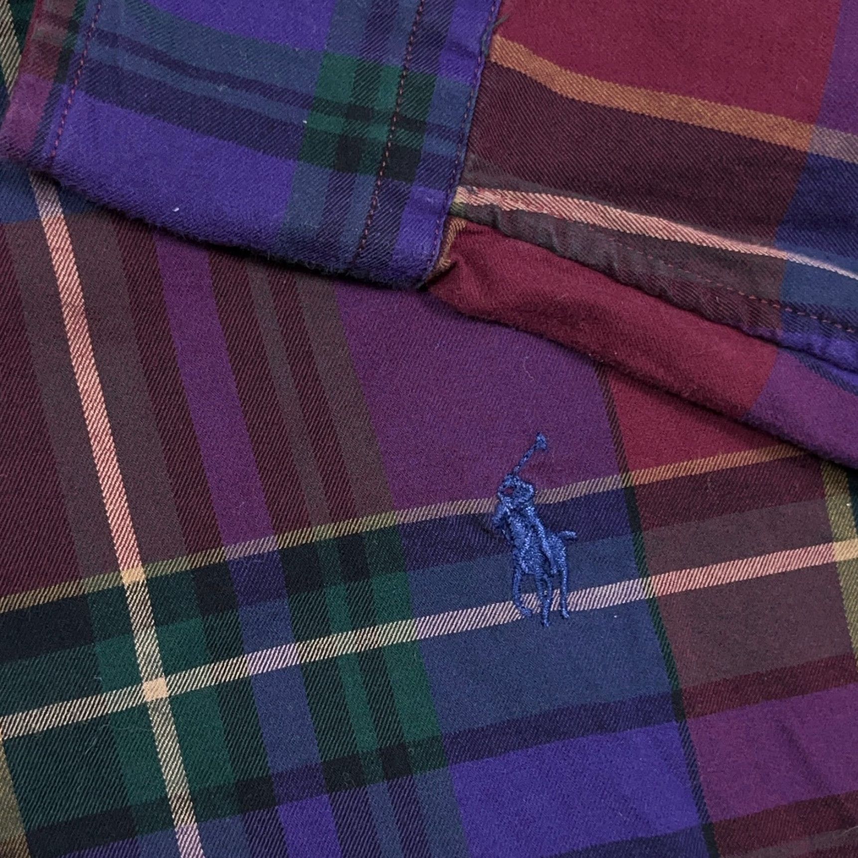 Polo Ralph Lauren Polo Ralph Lauren Shirt Men Medium Purple Red Plaid Button-Up Classic Fit Size 40R - 4 Thumbnail