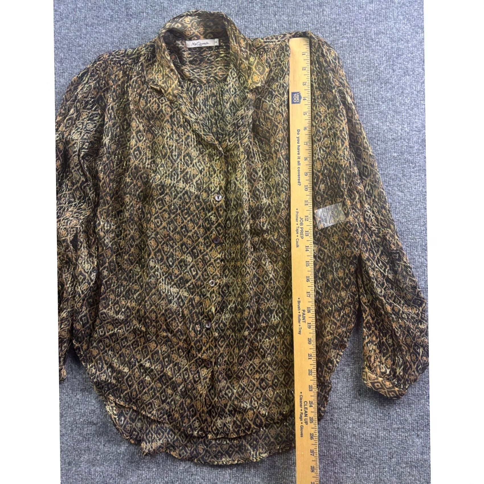 Mes Demoiselles Mes Demoiselles Romuald Shirt Womens 34 Gold Black Lurex Animal Print Button-Up Casual Bohemian 90s (no) Size XXS / US 00 / IT 34 - 3 Thumbnail
