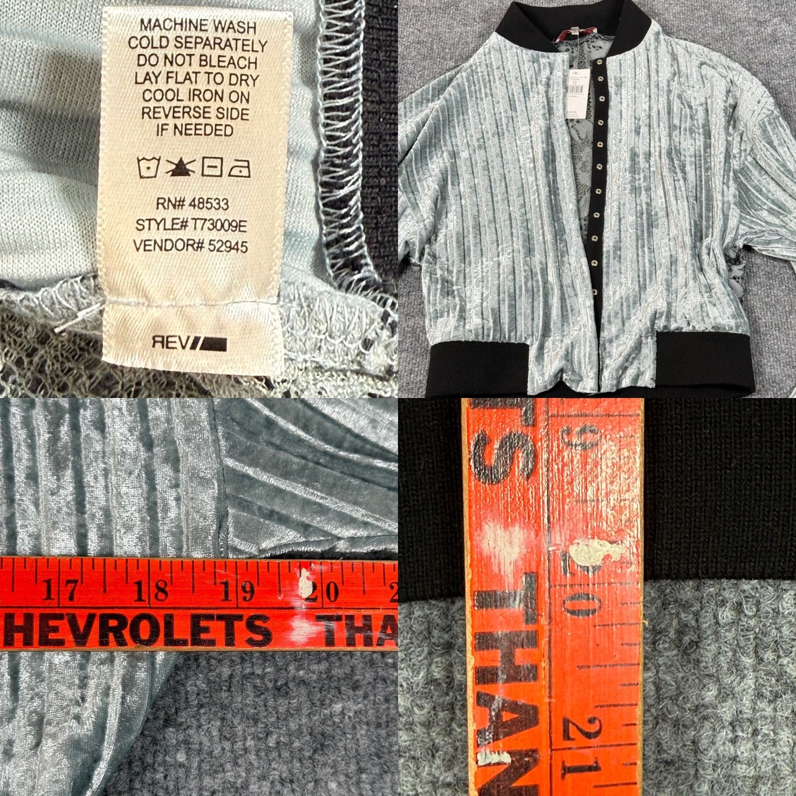 Vintage VINTAGE Buckle Willow & Root Gray Floral Cropped Bomber Jacket Snap NWT XS Womens Size XS / US 0-2 / IT 36-38 - 8 Thumbnail