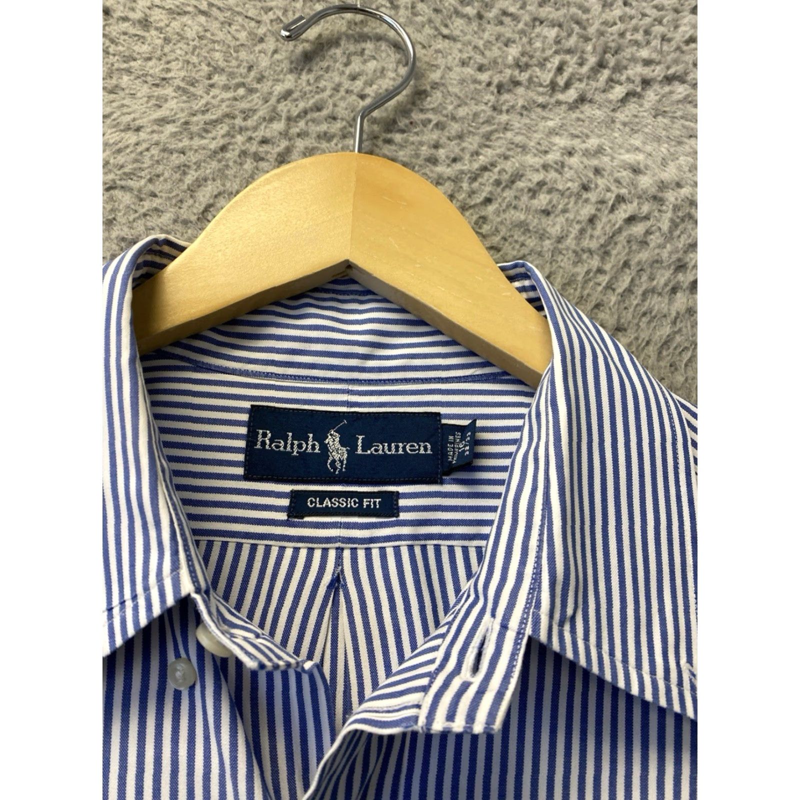Ralph Lauren Ralph Lauren Button-Down Shirt Mens 16 32/33 Striped Classic Long Sleeve Blue Cotton Polo Pony Logo Casual Shirt Size US L / EU 52-54 / 3 - 6 Thumbnail