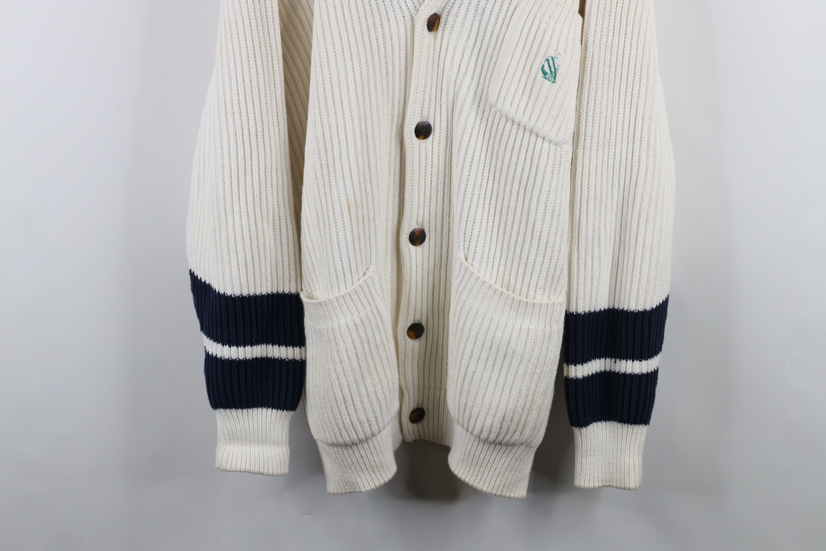 Nautica × Vintage Vintage 90s Nautica Ribbed Knit Shawl Cardigan Sweater Size US L / EU 52-54 / 3 - 3 Thumbnail