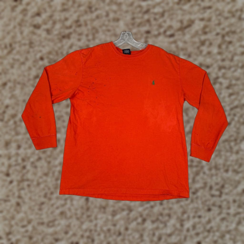 Ralph Lauren VINTAGE Nike Shirt Adult Large Orange Long Sleeve Crew Neck Cotton READ Size US L / EU 52-54 / 3 - 1 Thumbnail