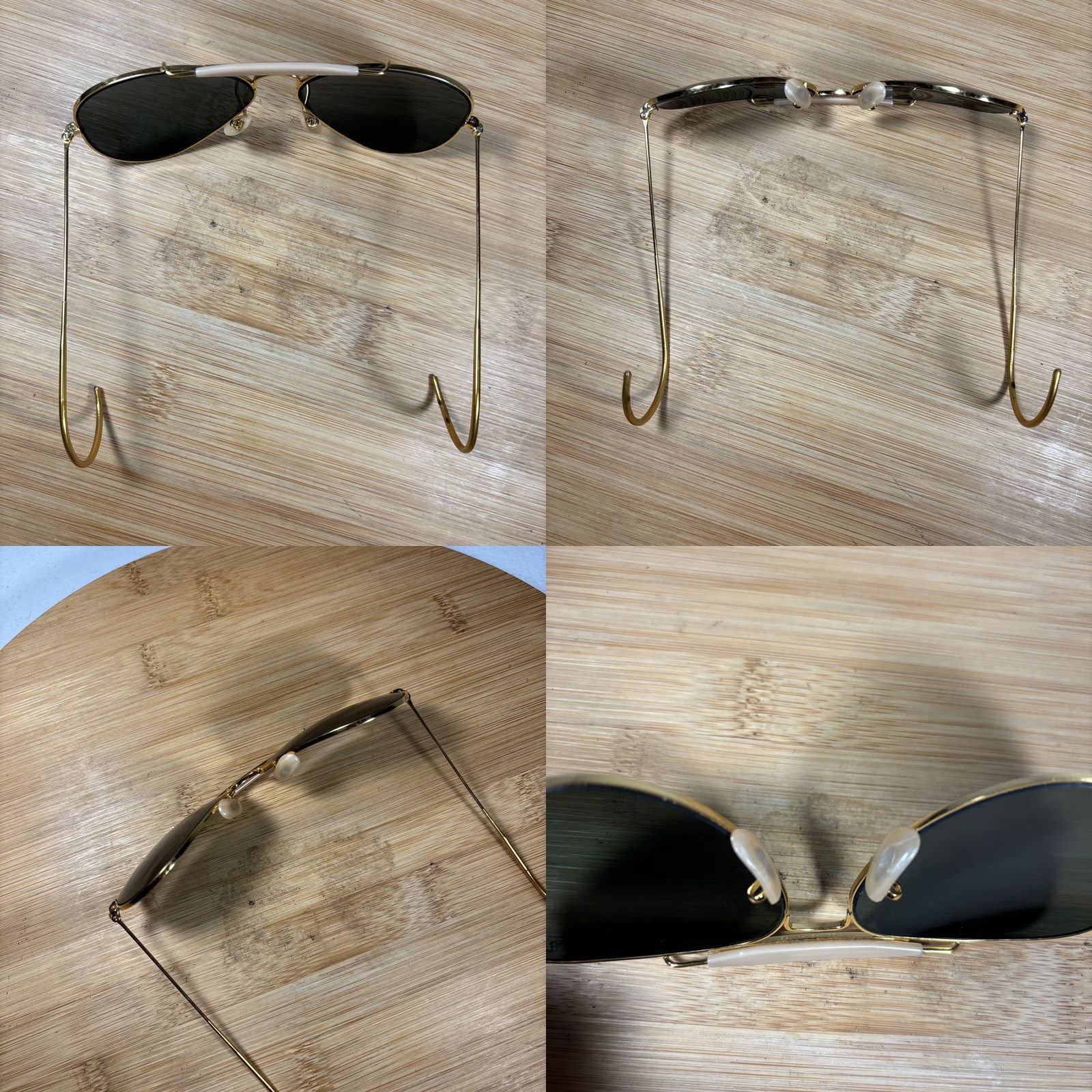 Vintage VINTAGE B&L RAY-BAN Sunglasses Aviators USA 58/14mm Gold Black G15 UV Men Seniors 70s 80s Size ONE SIZE - 9 Thumbnail