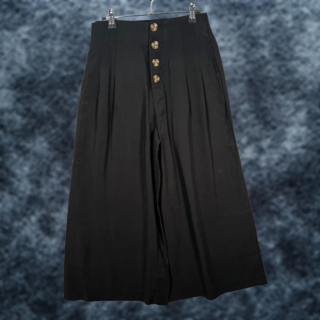 Zara Zara Womens Pants 29 Black High-Waisted Coulottes Wide-Leg Button Front Pockets Size 29" - 1 Thumbnail