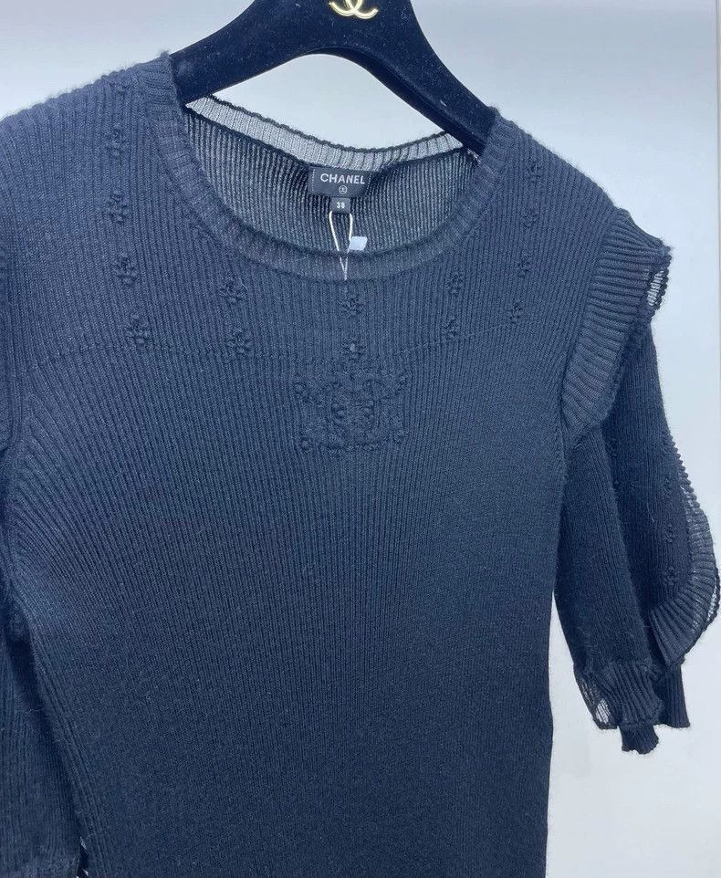 Chanel Chanel Black Ruffled Knit Dress -2505 Size US 38 / EU 54 - 3 Thumbnail