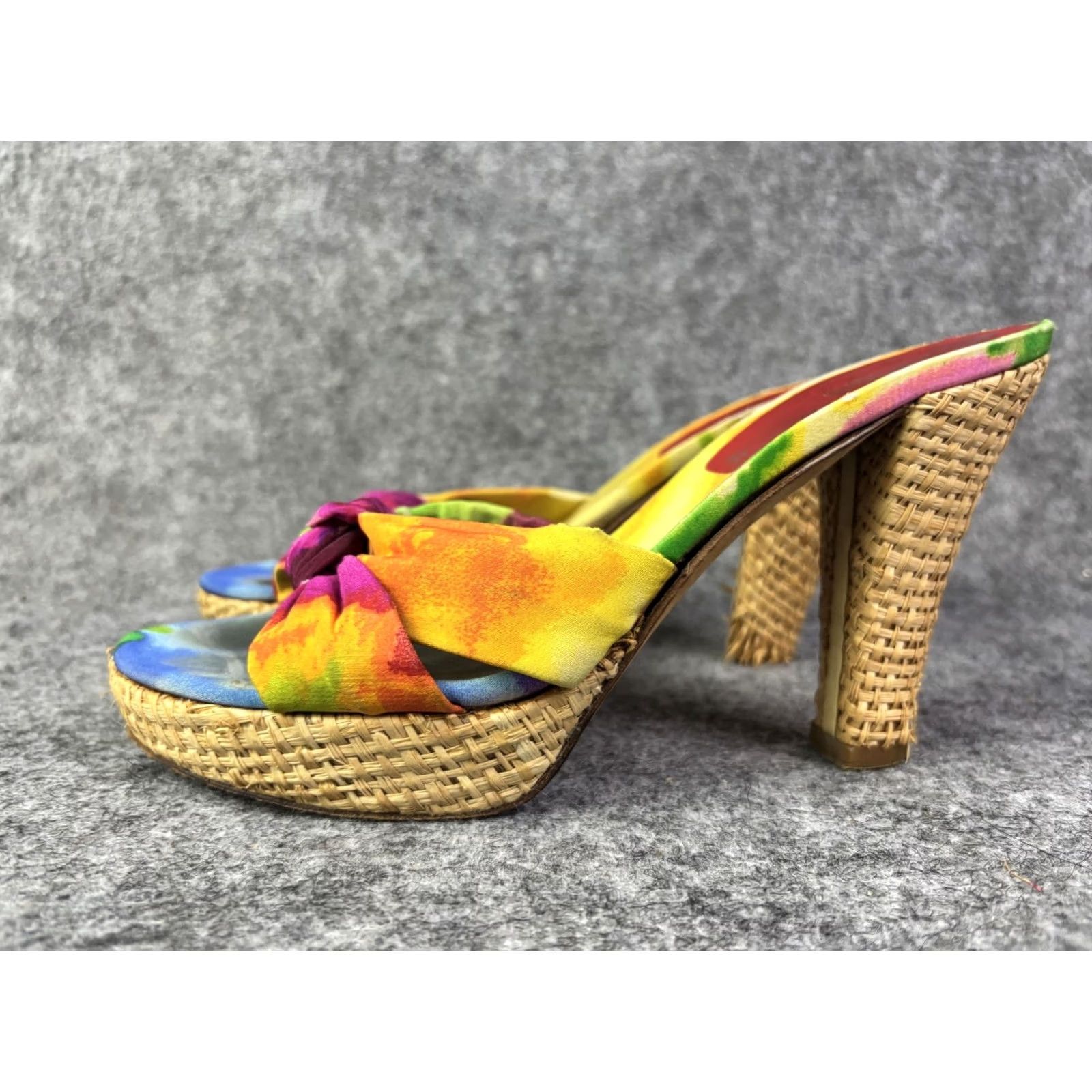 Stuart Weitzman Stuart Weitzman Sandals Womens 6.5 Multicolor Tie Dye Espadrille Bow Heels Size US 7 / IT 37 - 3 Thumbnail