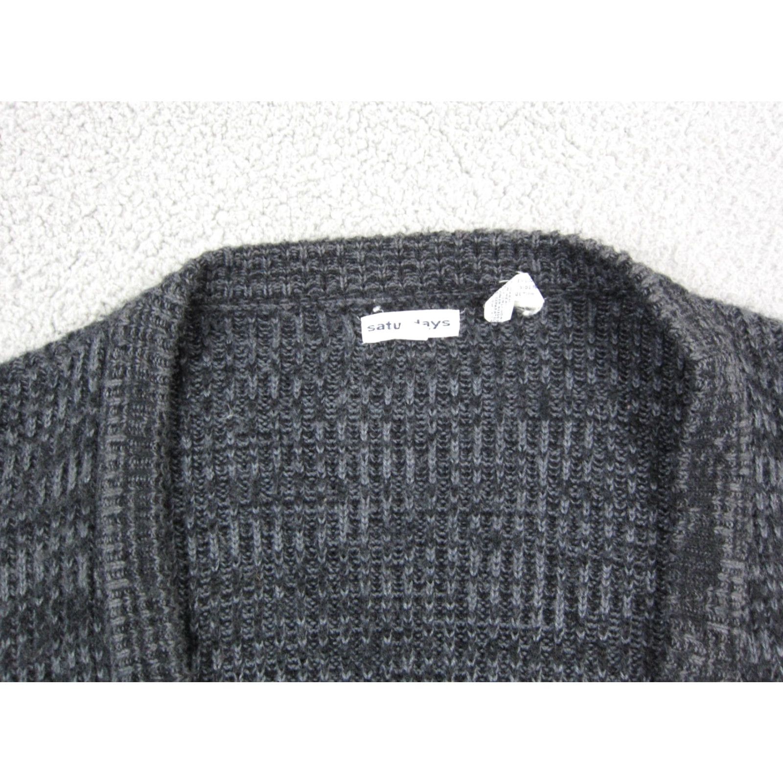 Saturdays NYC VINTAGE Saturdays Cardigan Mens XL Black Gray Knit 80s Sweater Knit Style: Tight-Knit Long Sleeve V-Neck Cardigan 80s USA Size US XL / EU 56 / 4 - 3 Thumbnail