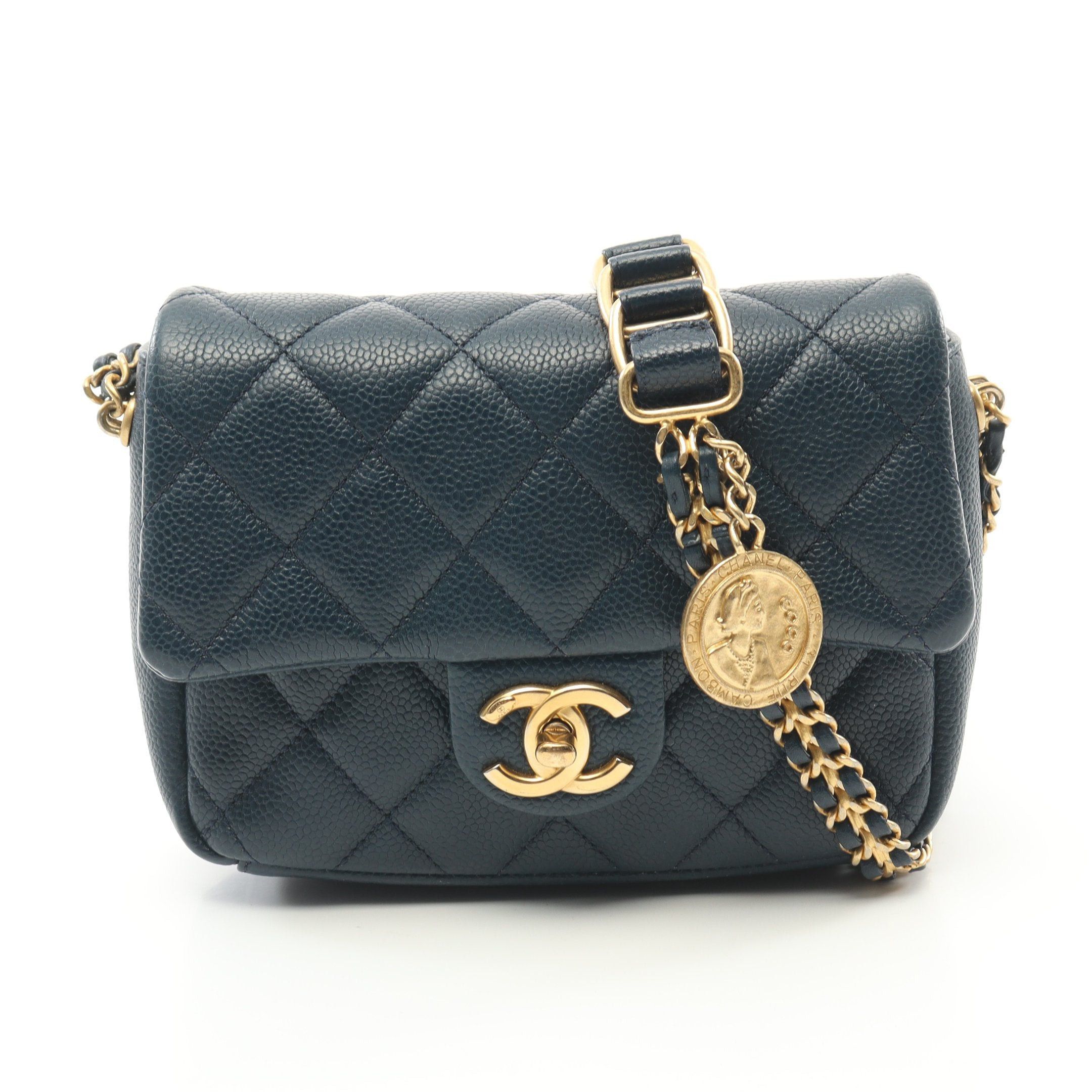 Chanel Chanel Matelasse Chain Shoulder Bag Caviar Skin Navy Gold Hardware Size ONE SIZE - 1 Thumbnail
