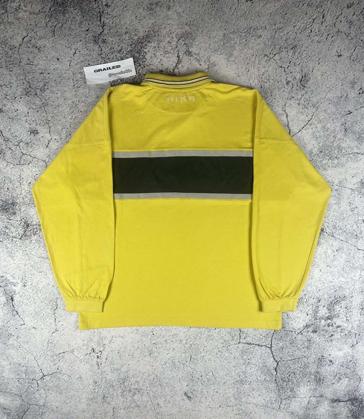 Nike Vintage Nike XL Central Swoosh Rugby Sweatshirt Yellow Size US XL / EU 56 / 4 - 2 Thumbnail