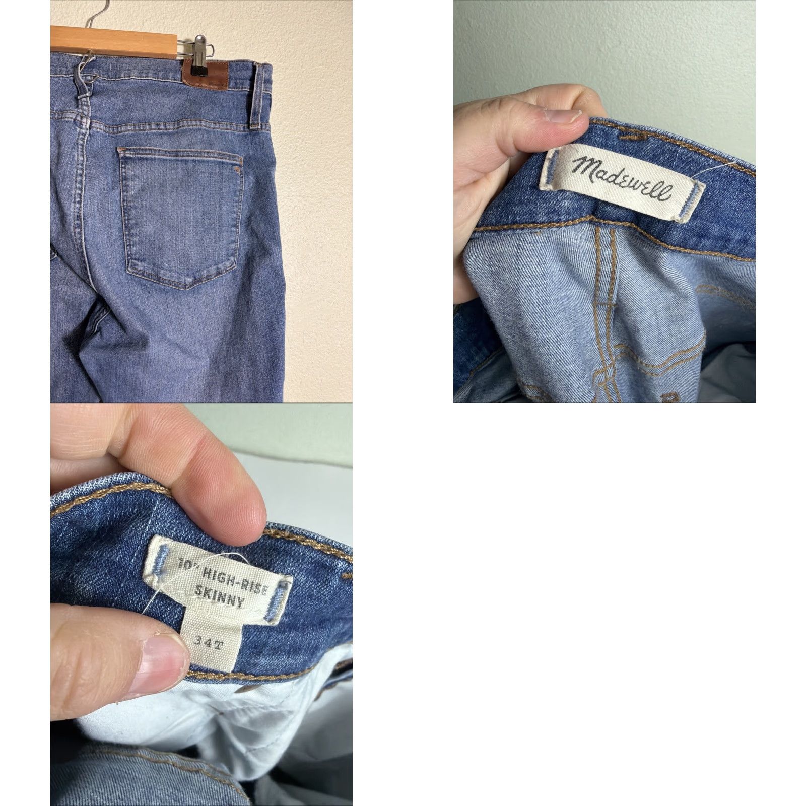 Madewell VINTAGE Madewell High Rise Skinny Jeans Distressed Raw Hem Blue 38W x 30L 34T Tall Womens Skinny Jeans Size 24" / US 00 / IT 34 - 9 Thumbnail