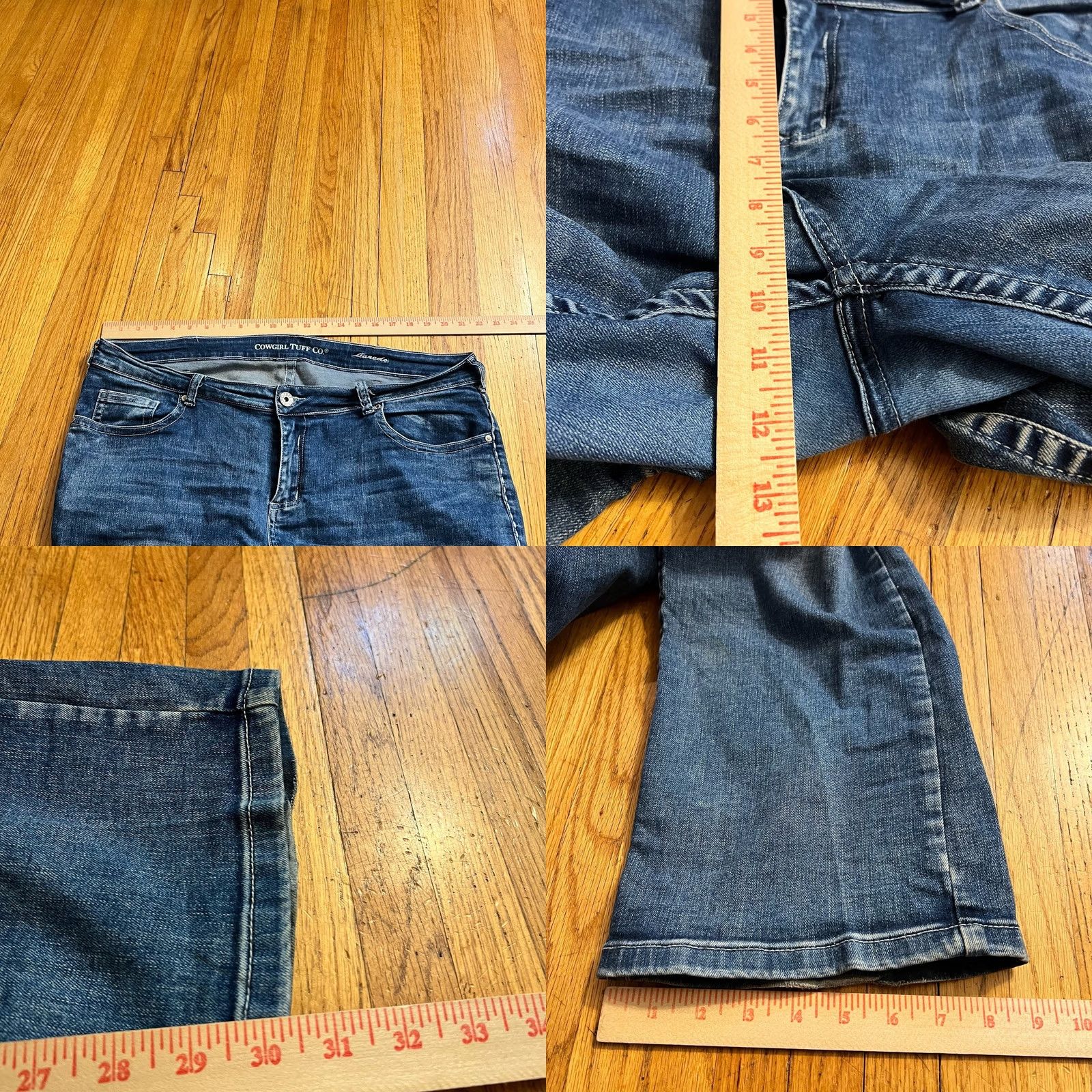 Vintage Cowgirl Tuff Jeans Womens Bootcut Jeans 36 X31 Blue Denim Womens Size 25" / US 0 / IT 36 - 8 Thumbnail
