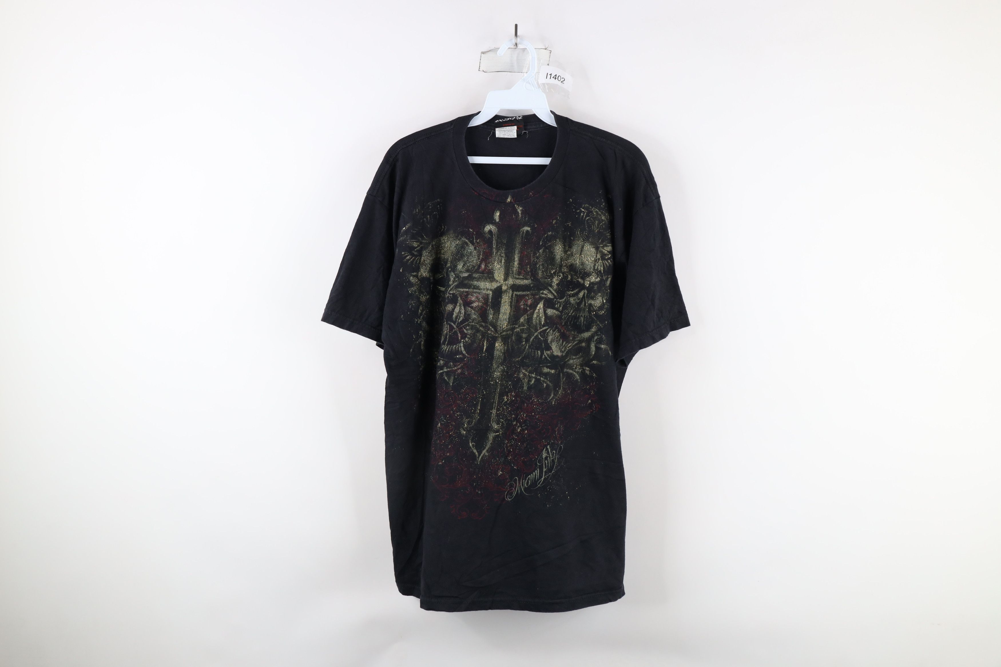 Vintage Vintage Y2K Miami Ink Cross MMA UFC Fighting T-Shirt Black Size US L / EU 52-54 / 3 - 1 Thumbnail