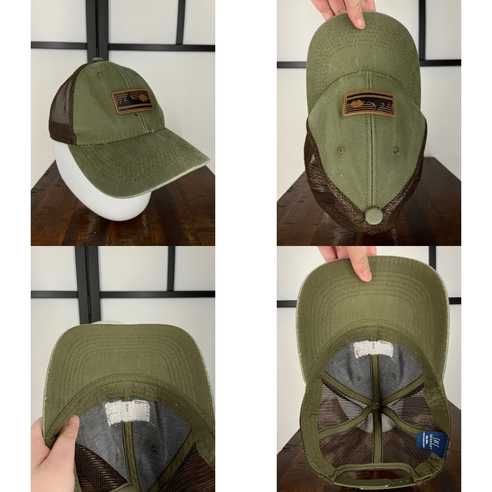 George George Trucker Hat Adult One Size Green Embroidered Poly Blend Hat Cap Adjustable Breathable Lightweight Men Logo Ski - Vintage not Size ONE SIZE - 8 Thumbnail
