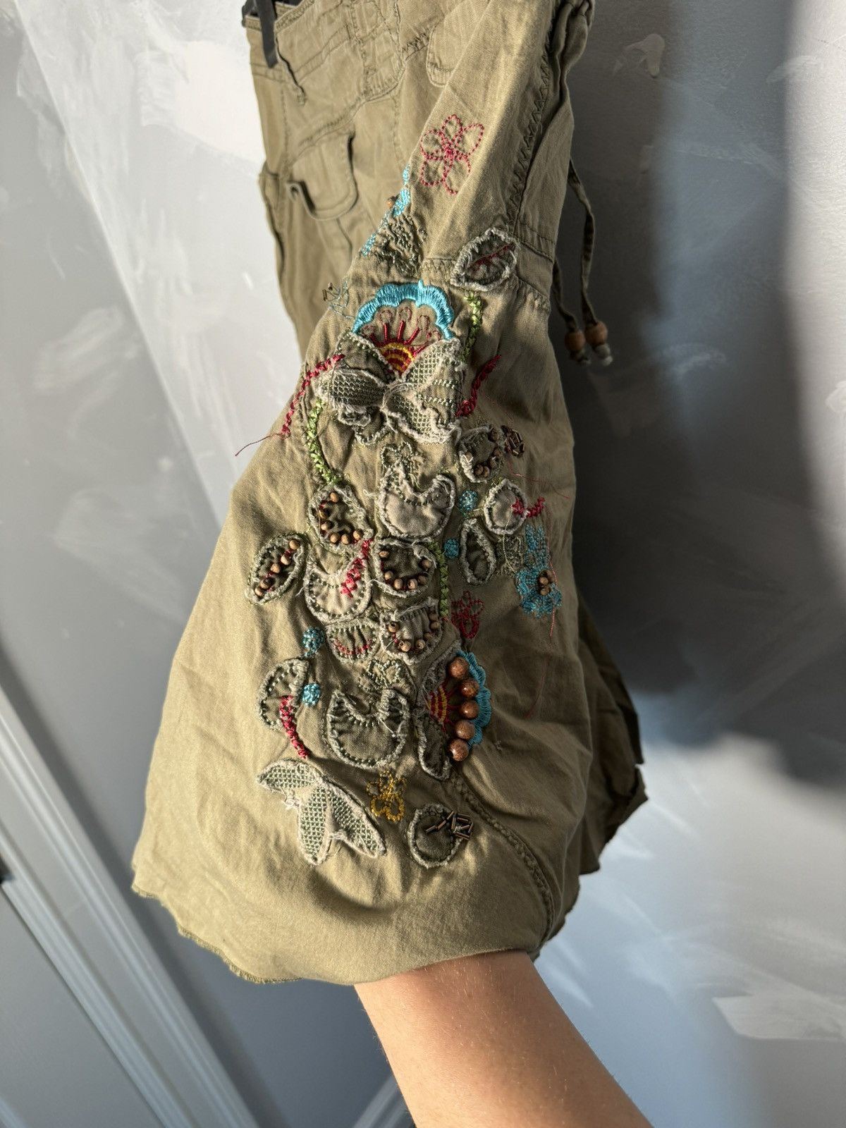 Vintage Soho Jeans Custom Hippie Skirt Embroidery Military Size 30" / US 8 / IT 44 - 6 Thumbnail
