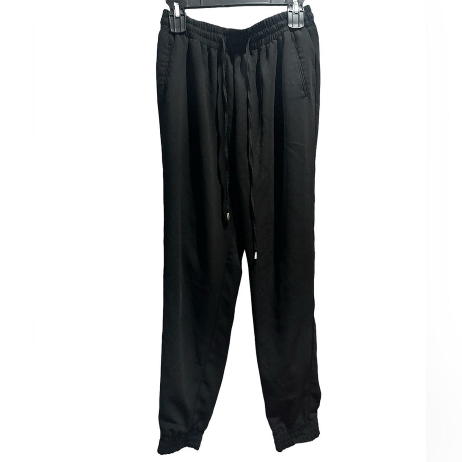 Warehouse WAREHOUSE Black Soft Drawstring Ruched Jogger Pants Sz 12 Size 34" / US 12 / IT 48 - 2 Thumbnail