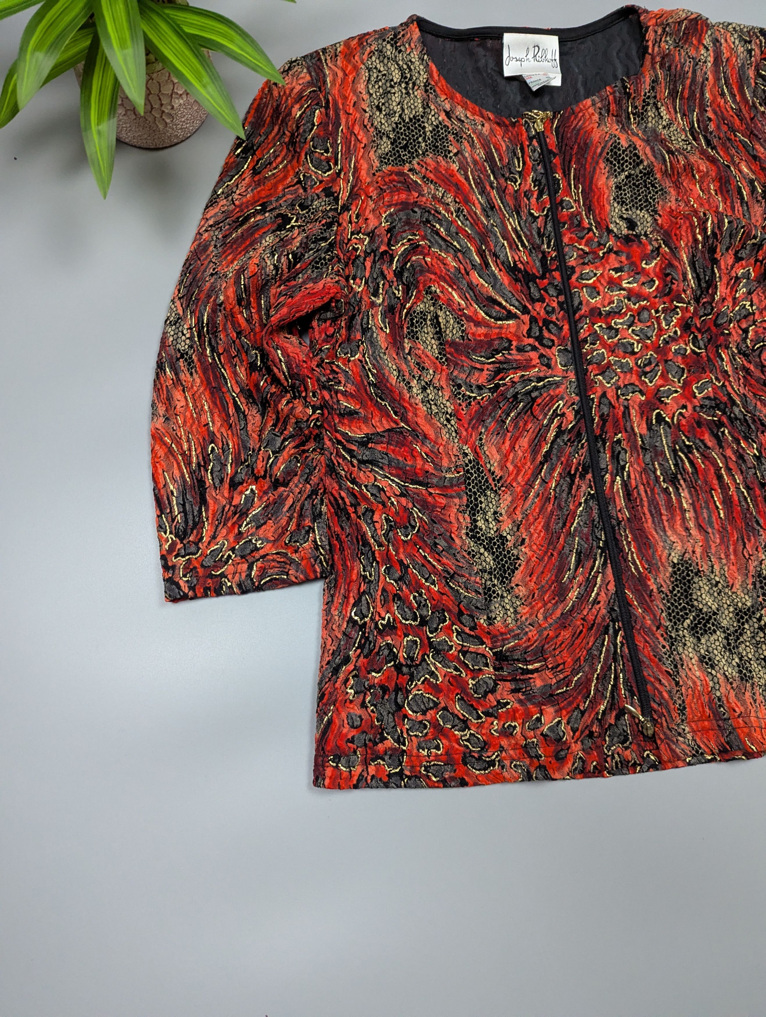 Joseph Ribkoff Vintage Joseph Ribkoff Zip Top Jacket Red Black Gold Size XL / US 12-14 / IT 48-50 - 4 Thumbnail
