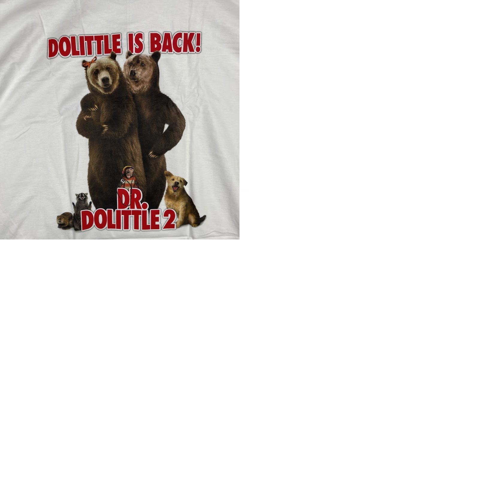 Vintage Dr Dolittle 2 Shirt Mens XL White Movie Promo Eddie Murphy Vintage Short Sleeve Port and Company T-Shirt Size US XL / EU 56 / 4 - 9 Thumbnail