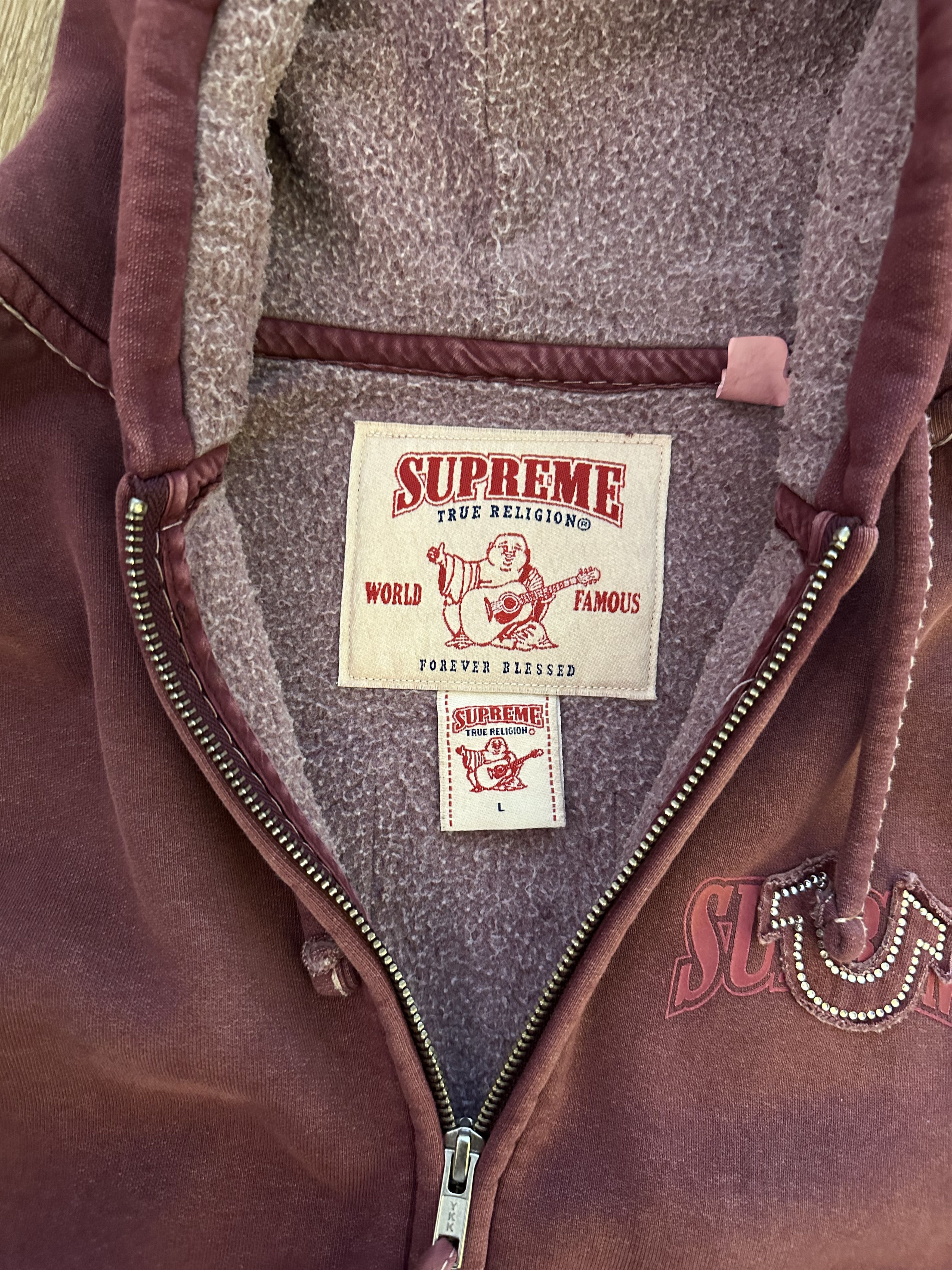 Supreme × True Religion Supreme x True Religion Zip Up Hooded Sweatshirt 'Eggplant' Size US L / EU 52-54 / 3 - 7 Thumbnail