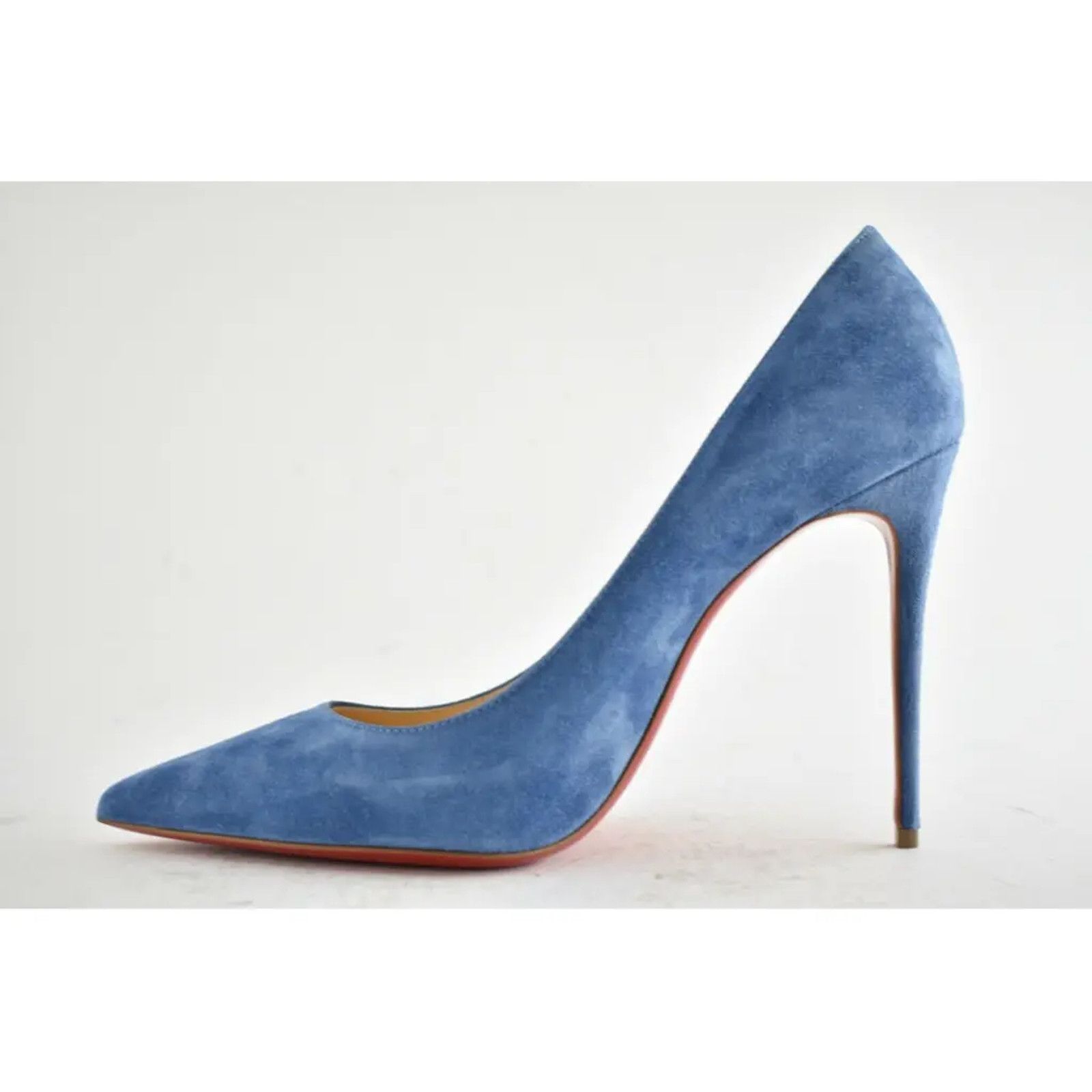 Christian Louboutin Kate 100 LAC Blue Suede Pointed Toe Classic Heel Pump 39 Size US 9 / IT 39 - 8 Thumbnail