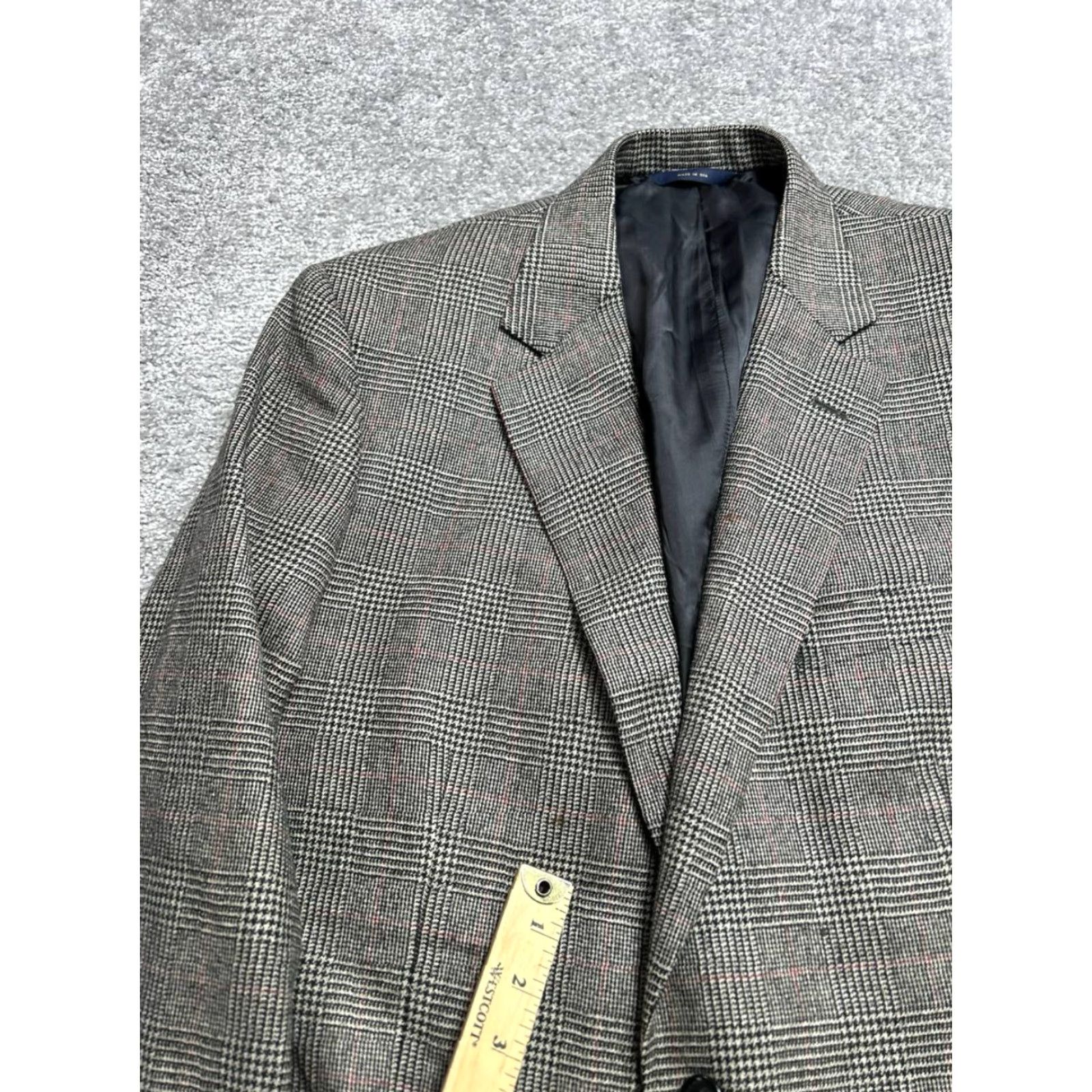 Brooks Brothers VINTAGE Brooks Brothers 1818 Madison Blazer Jacket Mens 44 Long Gray Glen Plaid Size 44R - 4 Thumbnail