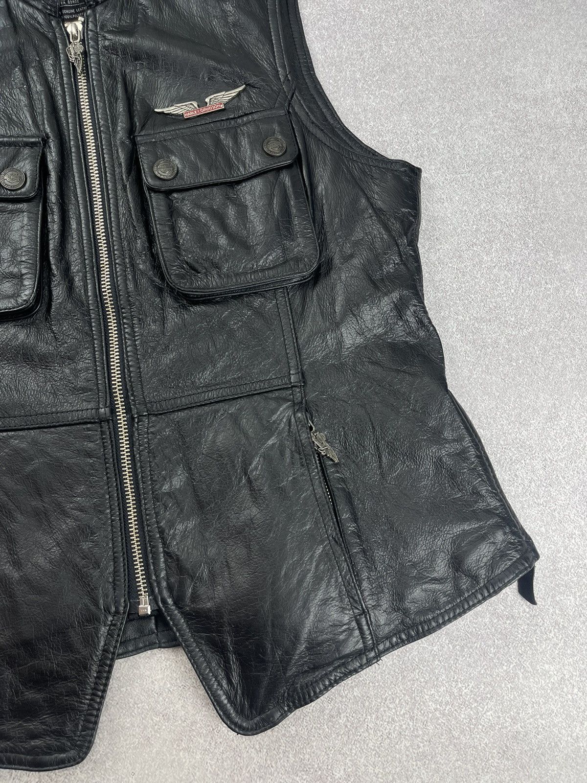 Harley Davidson × Vintage Vintage Harley Davidson Black Leather Vest Women’s Size L Size L / US 10 / IT 46 - 4 Thumbnail