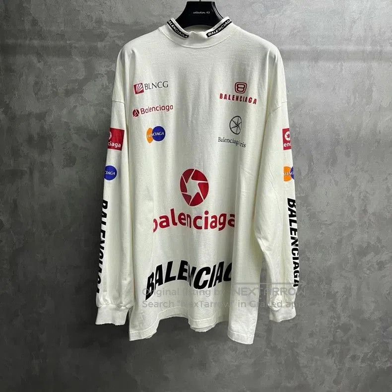 Balenciaga Balenciaga White Logo Print Long Sleeve T-Shirt. Size US S / EU 44-46 / 1 - 1 Thumbnail