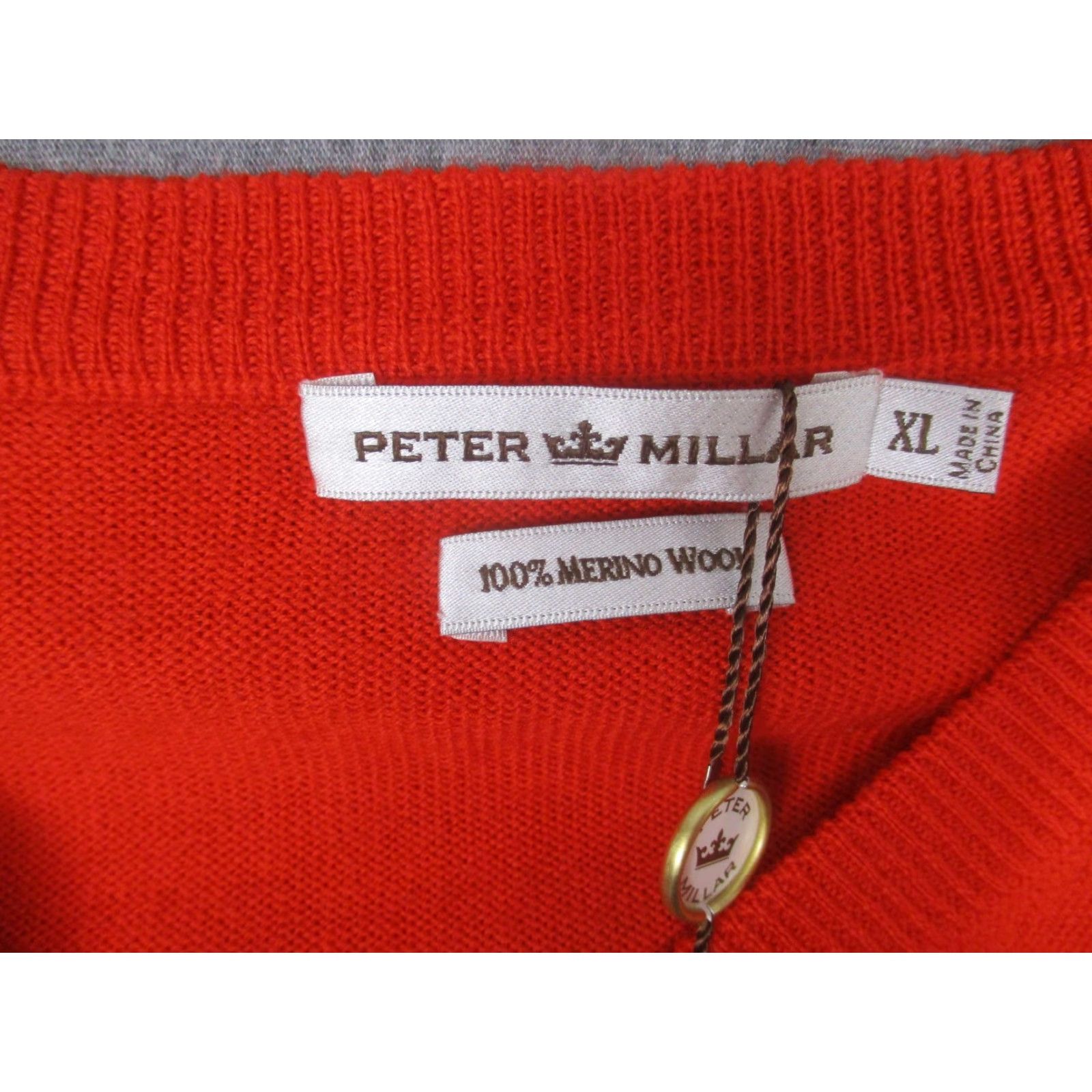 Peter Millar Peter Millar Sweater Mens XL Orange V-Neck 100% Merino Wool Knit Pullover Size US XL / EU 56 / 4 - 4 Thumbnail