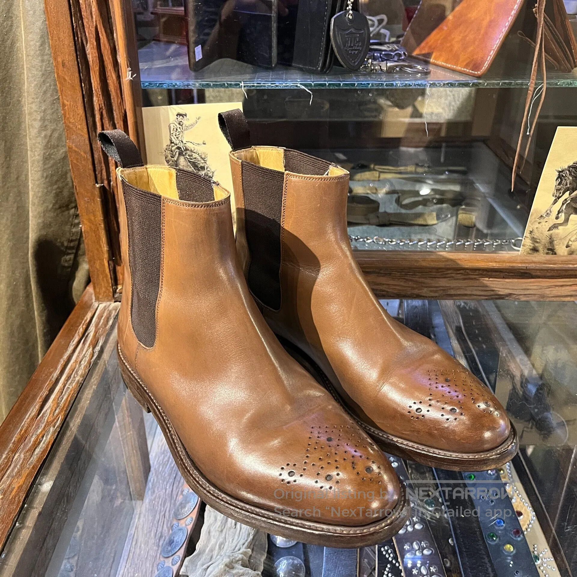 RRL Ralph Lauren brown chelsea boots with brogue detailing. Size US 8.5 / EU 41-42 - 1 Thumbnail