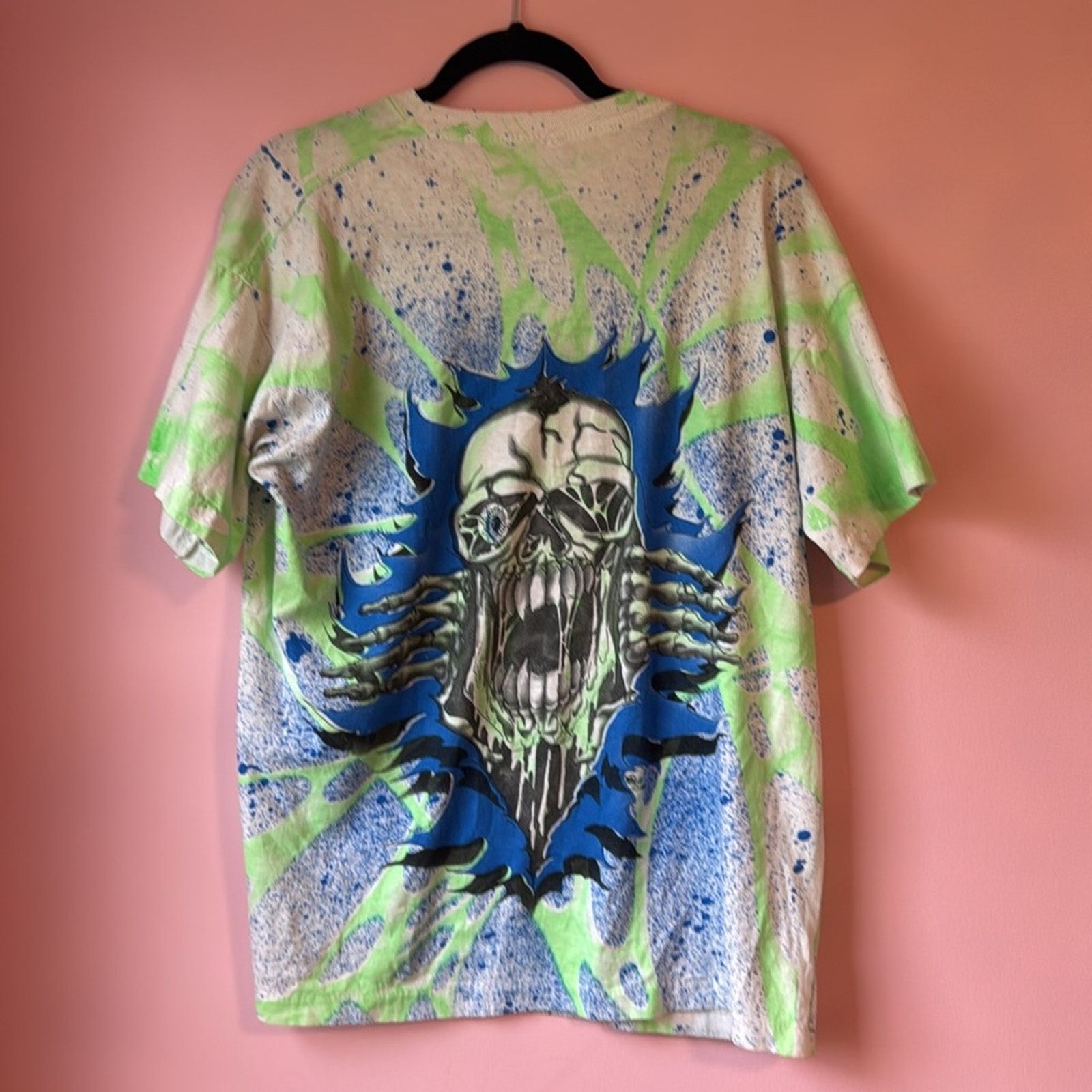 Vintage vintage 90s SKELETON BREAKTHROUGH ALL-OVER PRINTskull XL Size US XL / EU 56 / 4 - 5 Thumbnail
