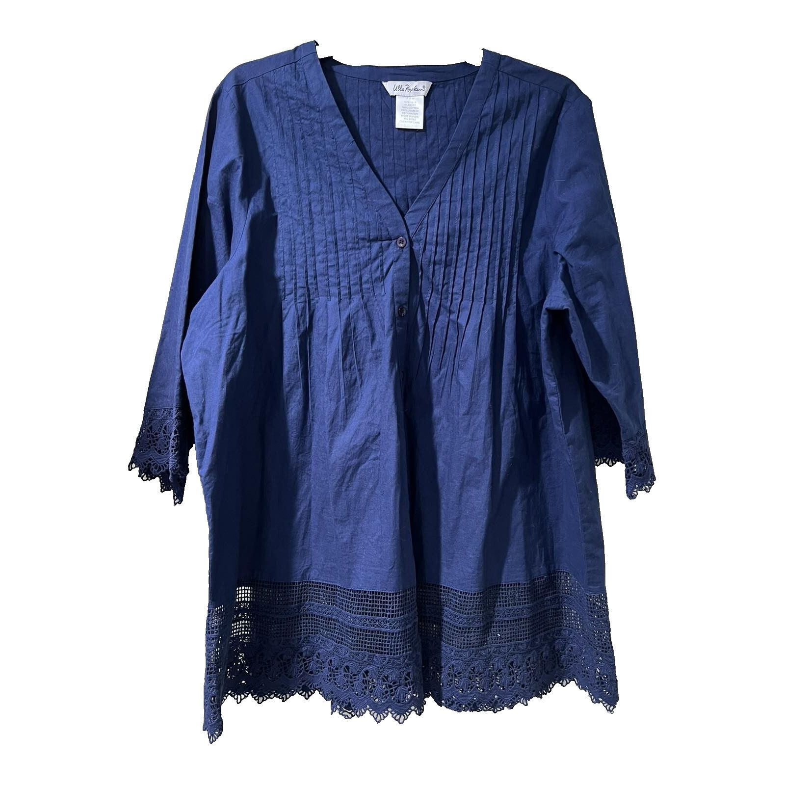 & Other Stories Ulla Popken Women boho tunic top Blue Size 16/18 A003302 Size XL / US 12-14 / IT 48-50 - 1 Thumbnail