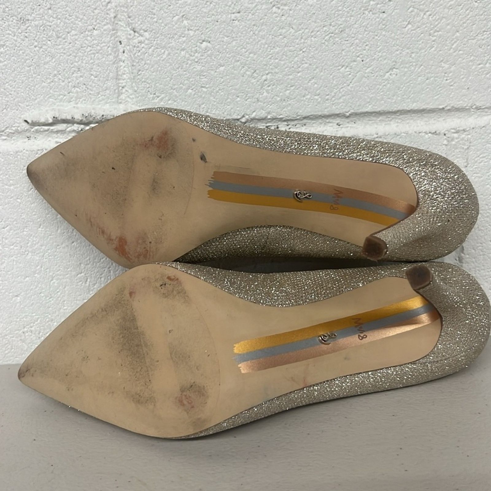 Sam Edelman Sam edelman sz8.5 gold glitter heels pointed toe Danna pump Size US 8.5 / IT 38.5 - 4 Thumbnail