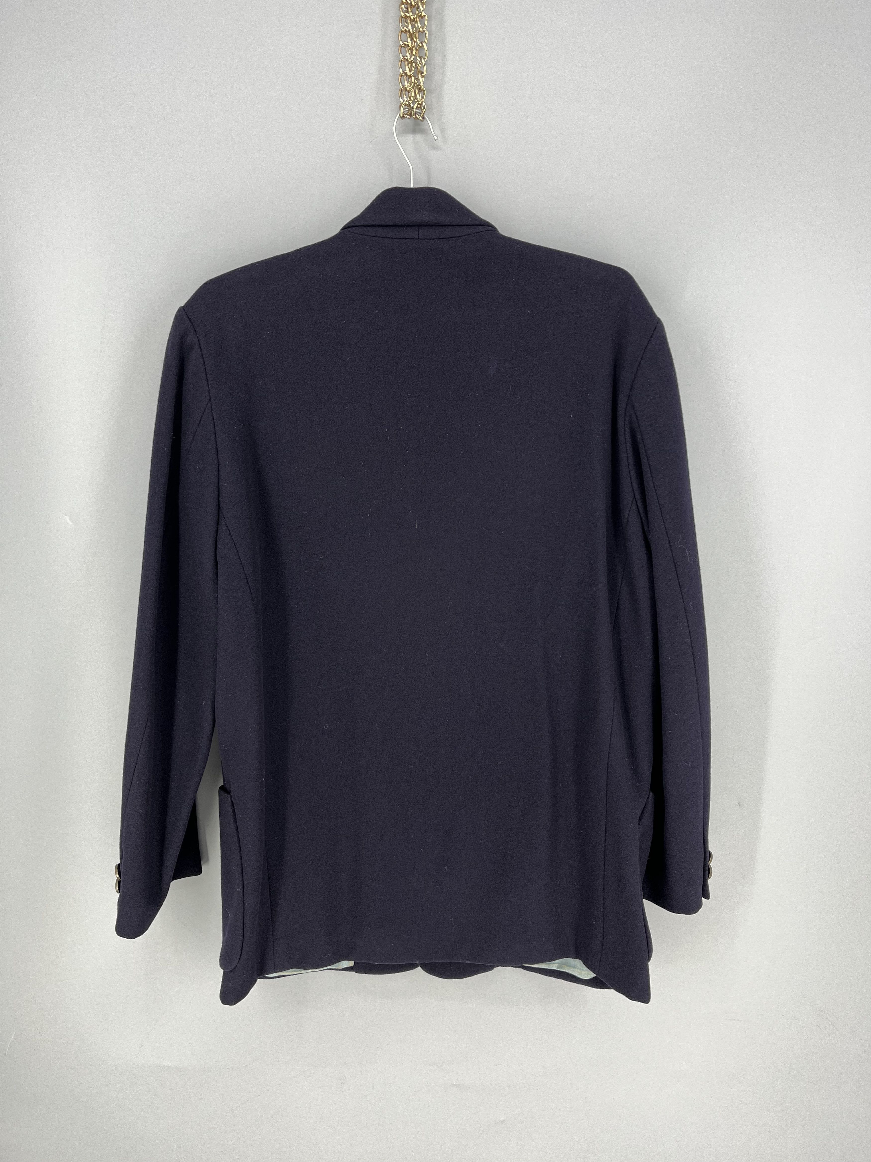 Giorgio Armani Vintage 90S Armani Jeans Navy Wool Coat Large Size 38S - 8 Thumbnail