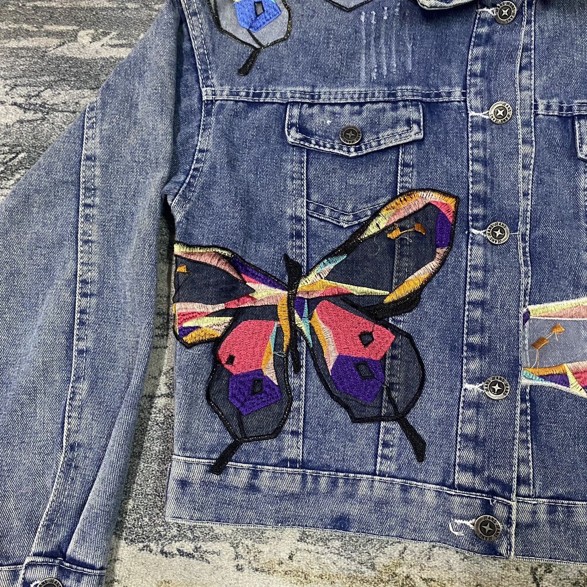 Sandro Gcw23🔥Sandro Butterfly PatchWork Light Washed Denim Jacket Size M / US 6-8 / IT 42-44 - 6 Thumbnail
