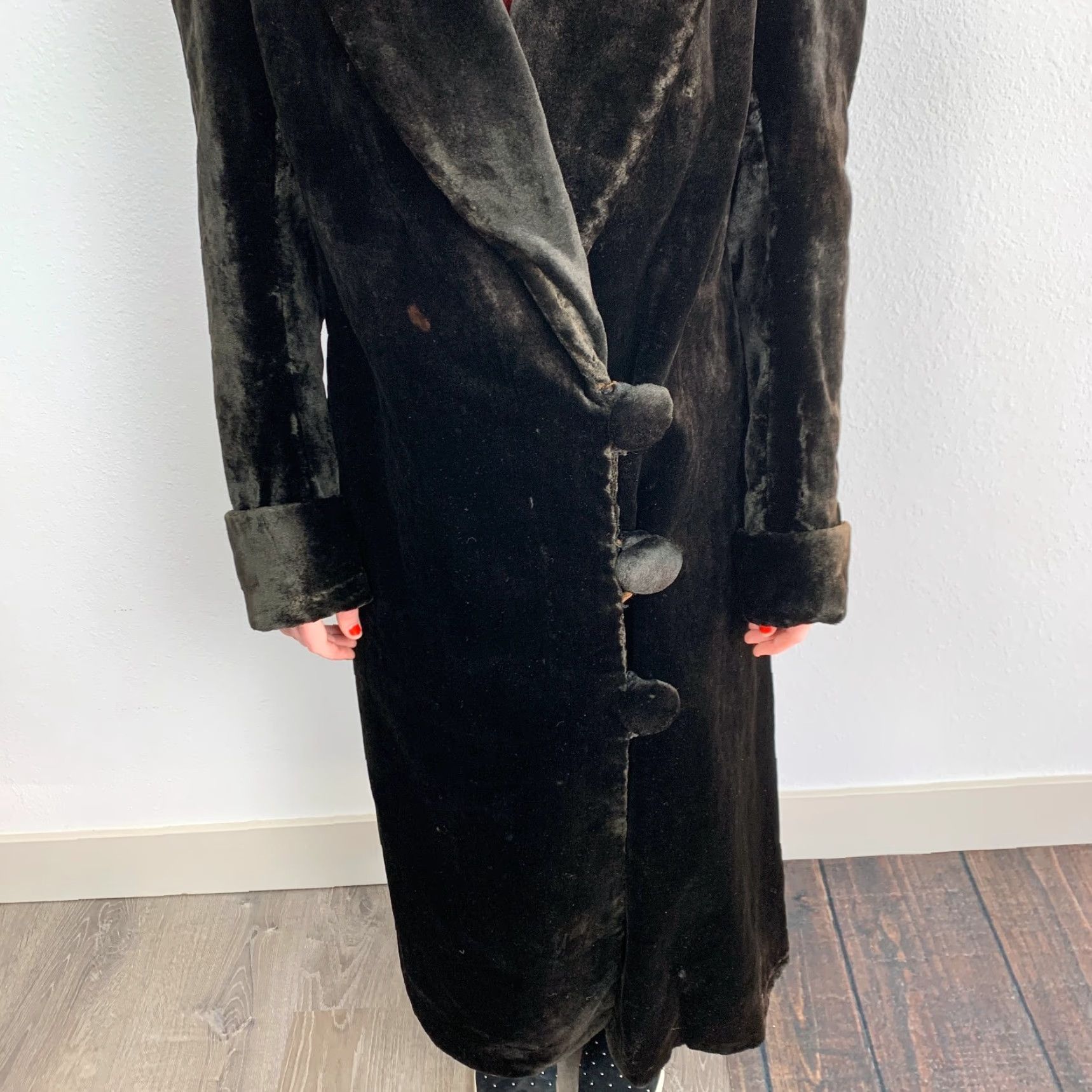 Vintage VINTAGE Marshall Field's Coat Chicago 1920s Black Velvet Overcoat S/M Velvet Coat 1920s Mens Womens Size S / US 4 / IT 40 - 7 Thumbnail