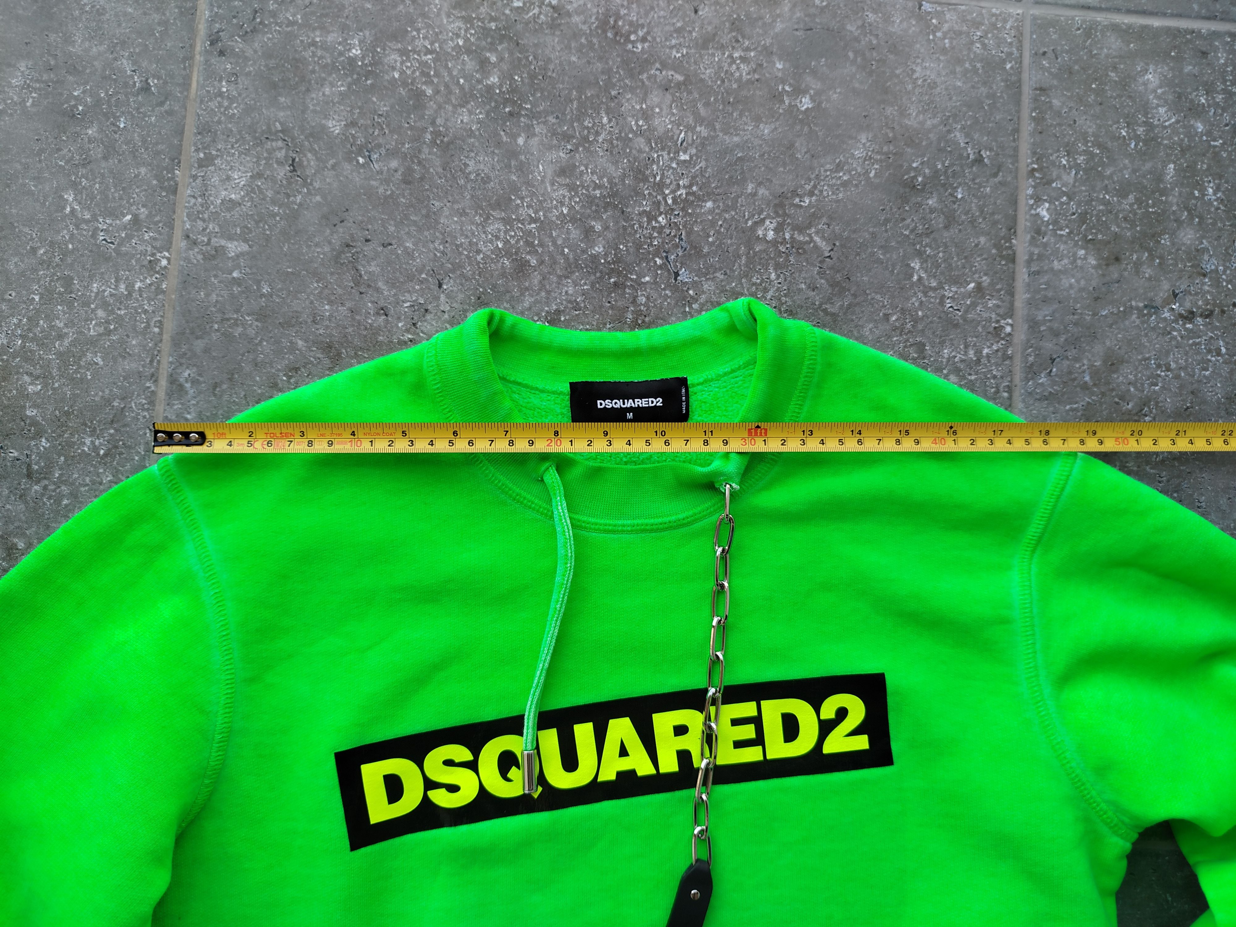 Dsquared2 Sweatshirt Neon Green Crew Neck Logo Chain Cotton Size M Size M / US 6-8 / IT 42-44 - 9 Thumbnail