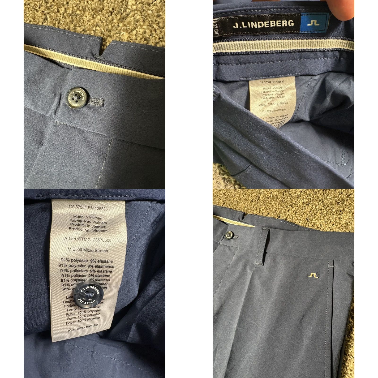 J.Lindeberg J. Lindeberg ELLOTT GOLF PANTS Mens 32x34 Navy Pockets Micro Stretch Size US 32 / EU 48 - 8 Thumbnail