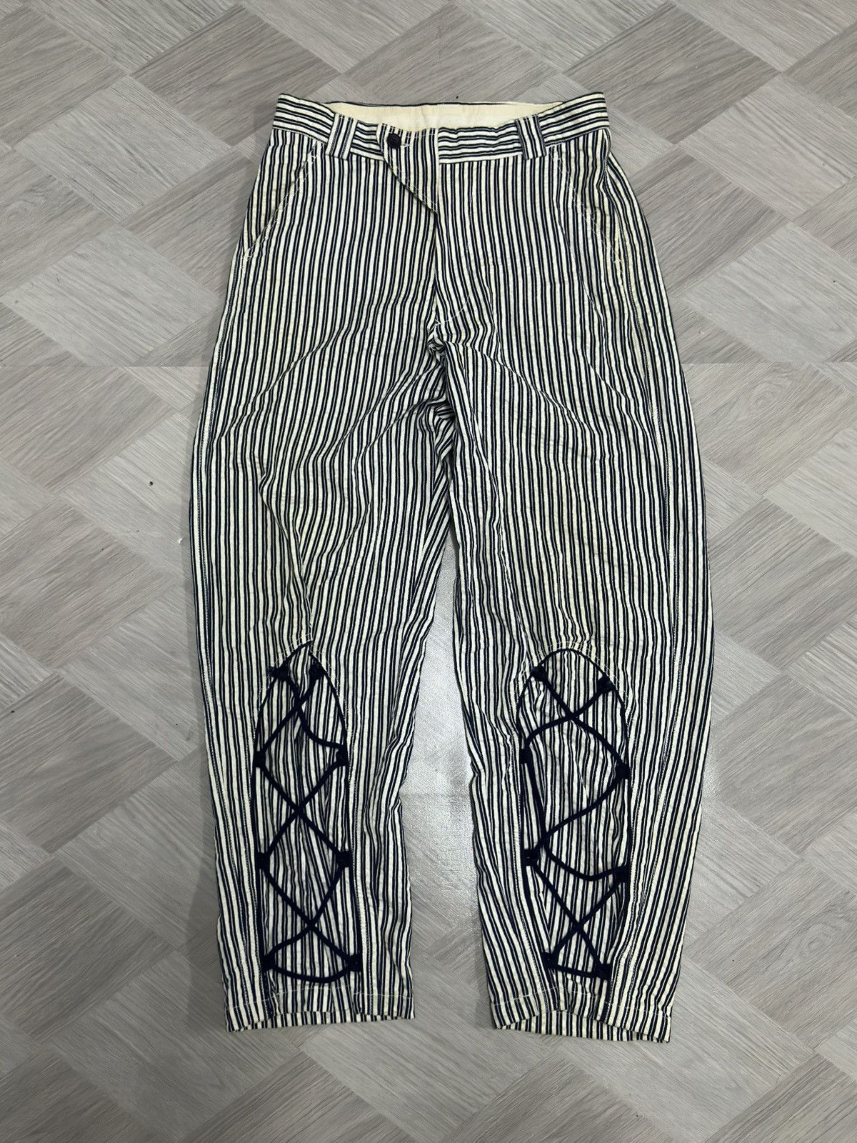Giorgio Armani Vtg Emporio Armani Vertical Stripe Adjustable String Pant Size US 29 - 3 Thumbnail