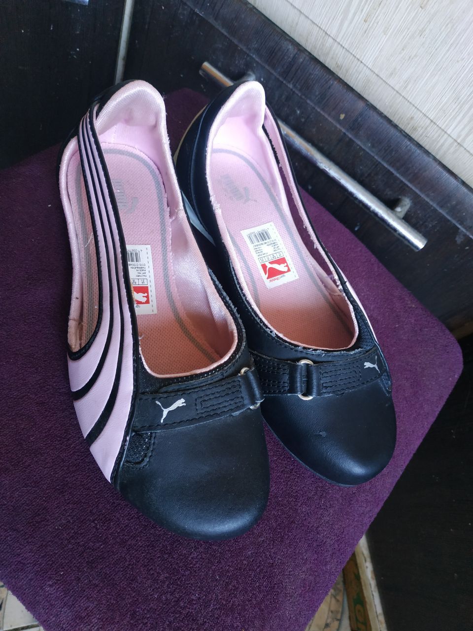 Vintage Puma Espera Patent LeatherBallet Flats Y2K PinkBlack