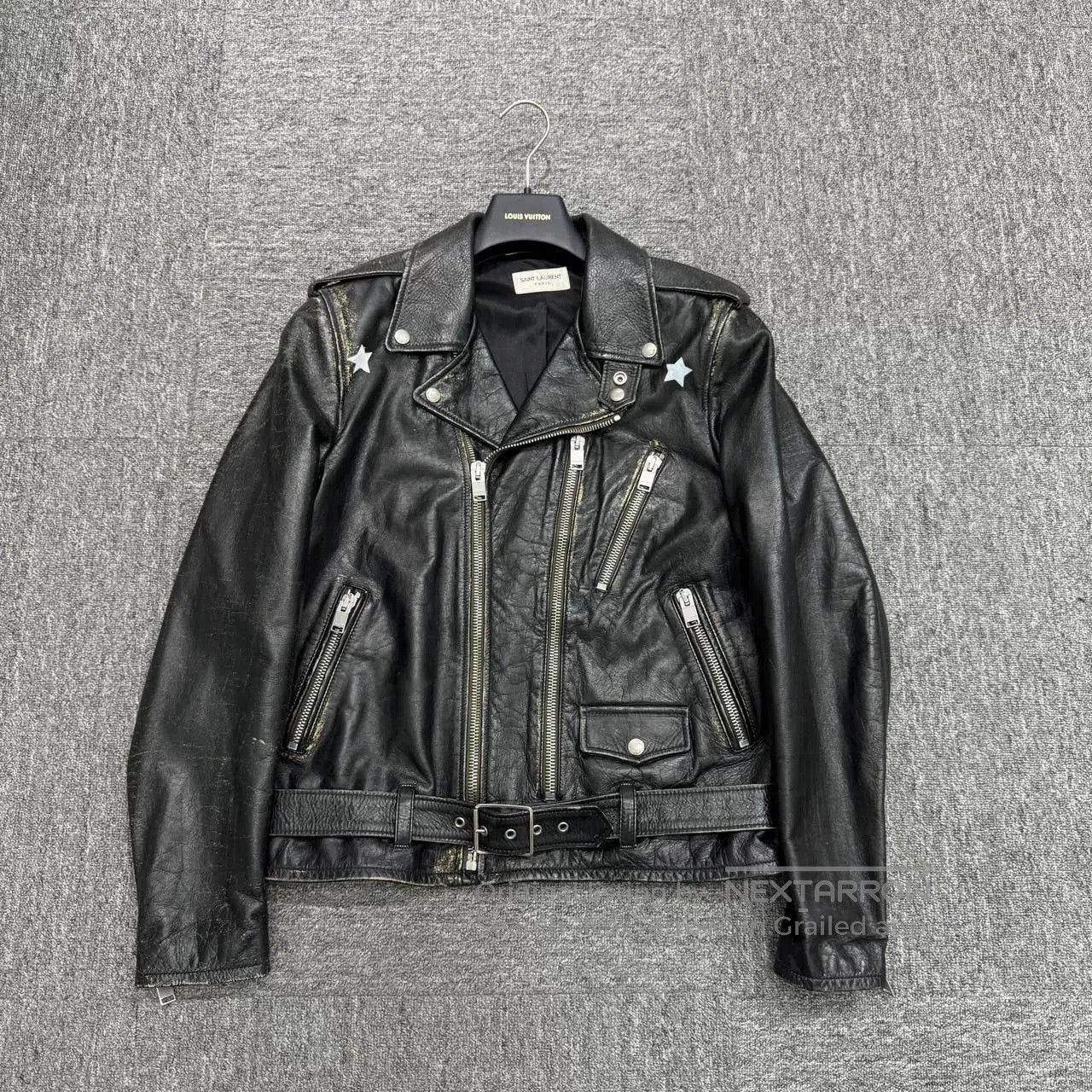 Saint Laurent Paris distressed black biker jacket by SLP. Size US L / EU 52-54 / 3 - 1 Thumbnail